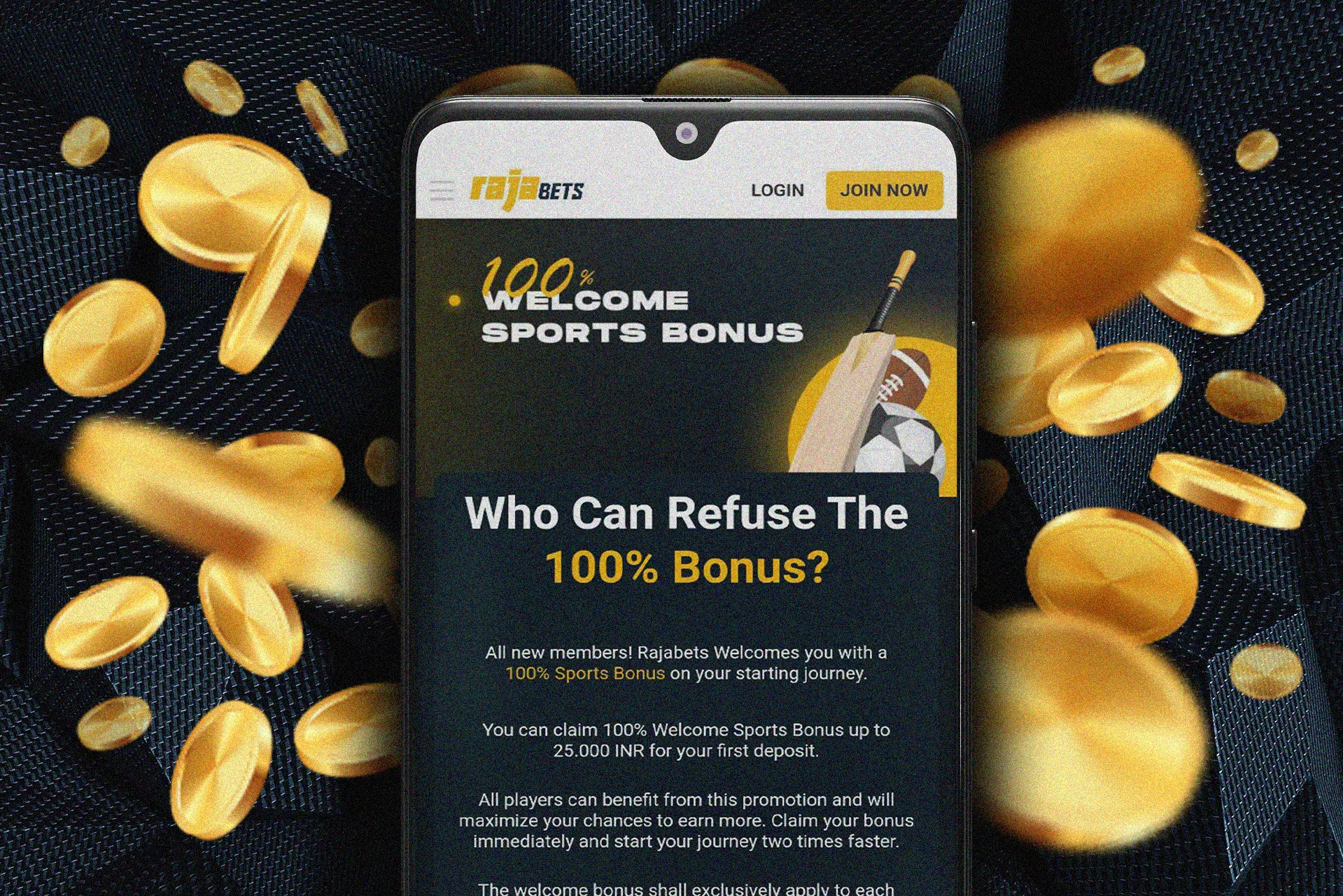 Welcome 100% sports bonus from Rajabets. Who can refuse 100% bonus?