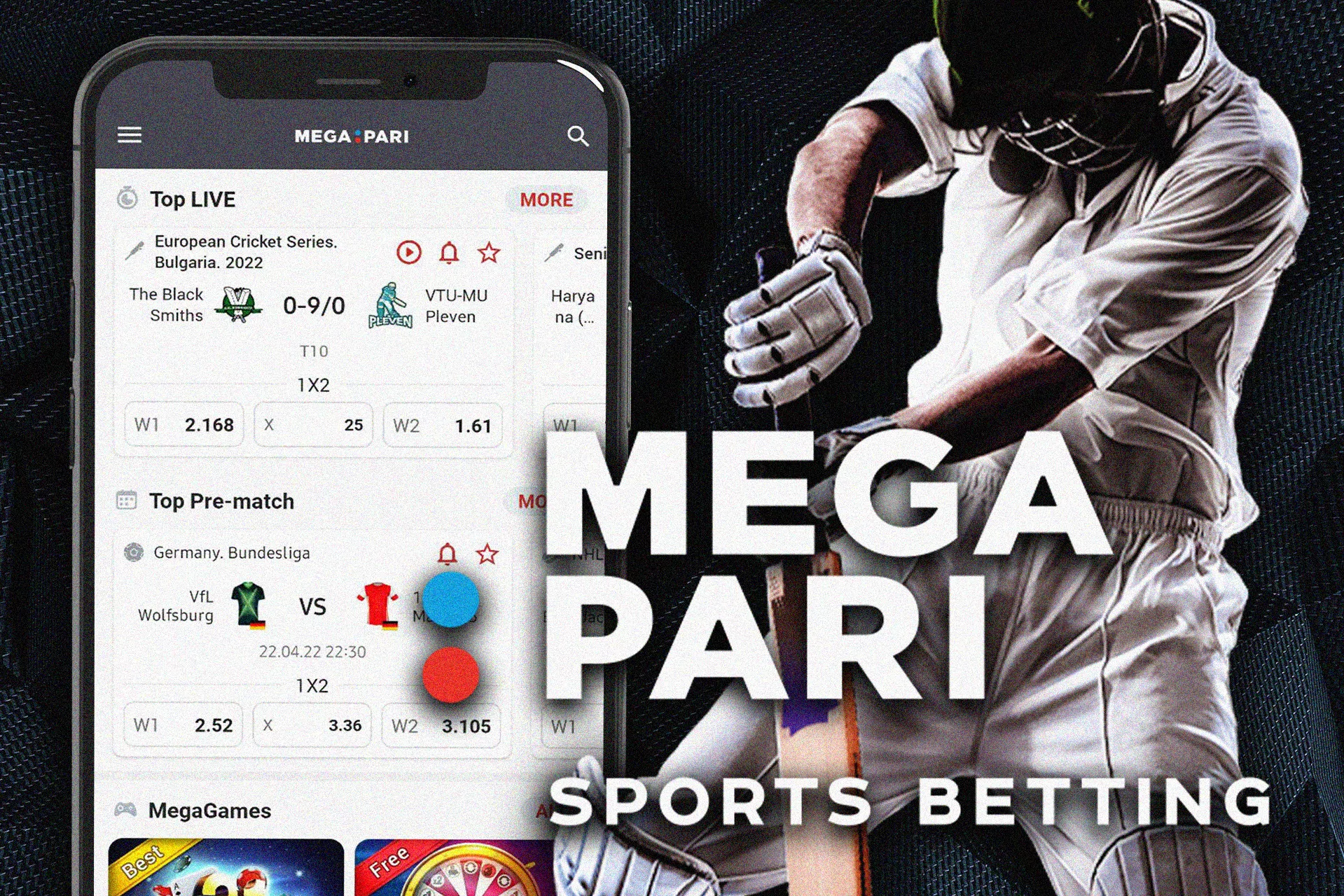 Megapari app for cricket betting.