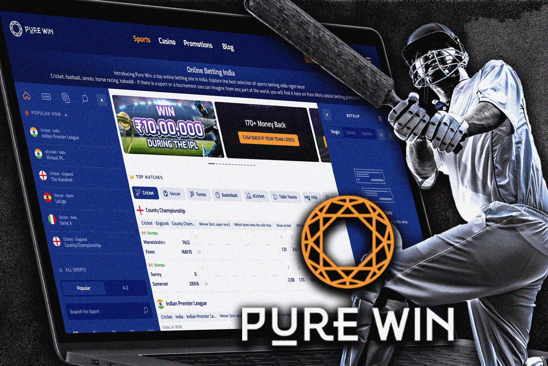 Pure Win official website for cricket betting.