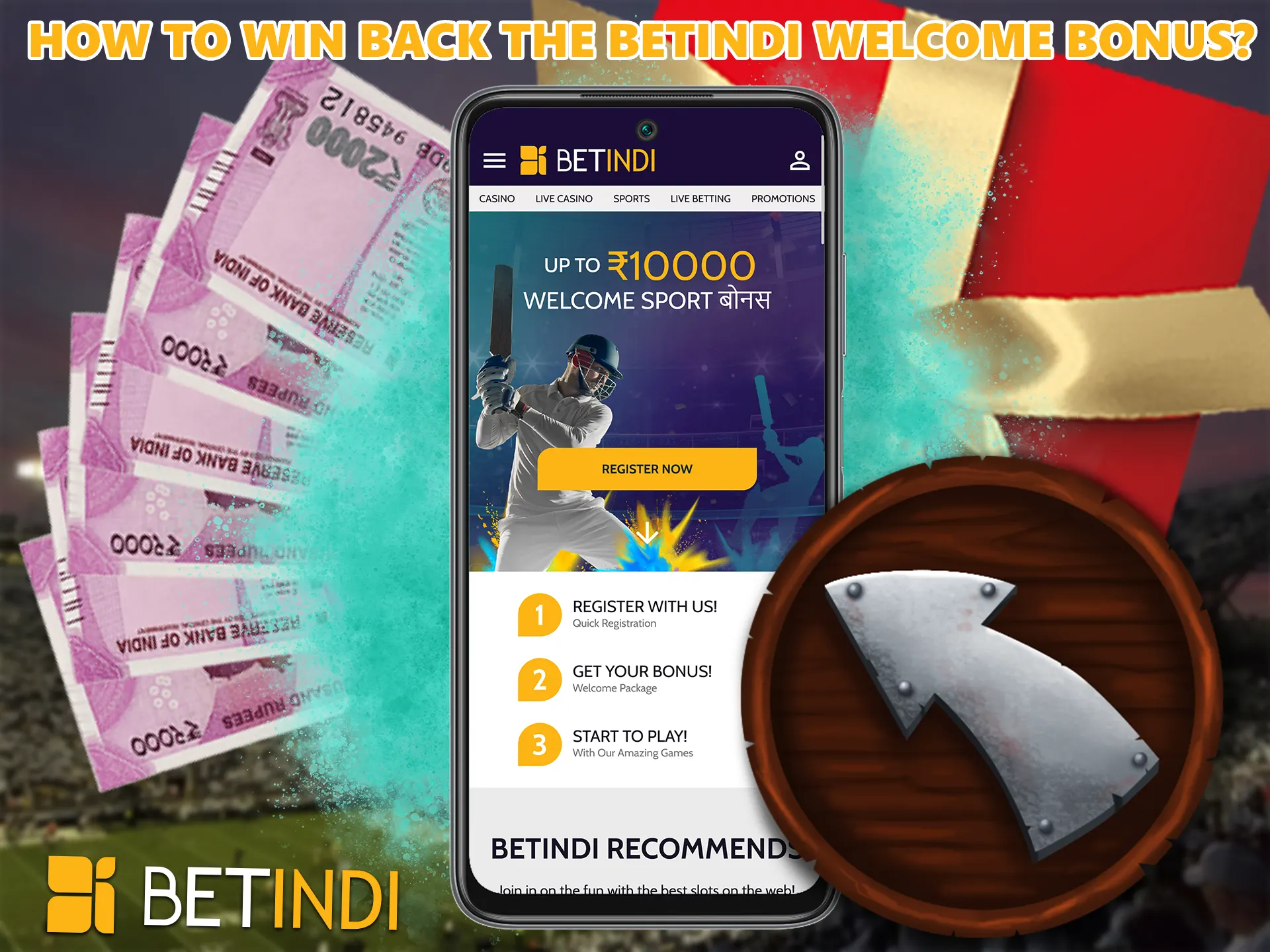 Each BetIndi sports player can wager his bonus, the offer only applies to sat bets.