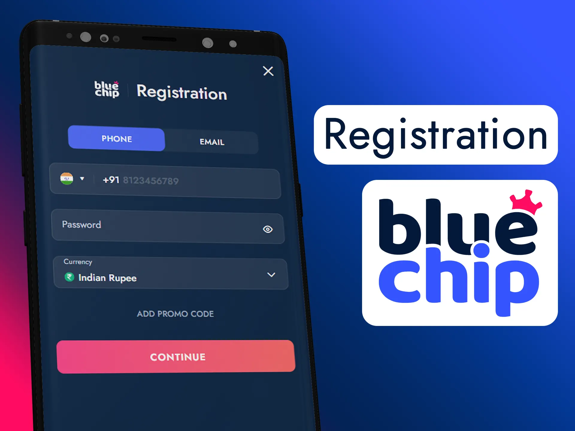 Registrate quicker using Bluechip app.