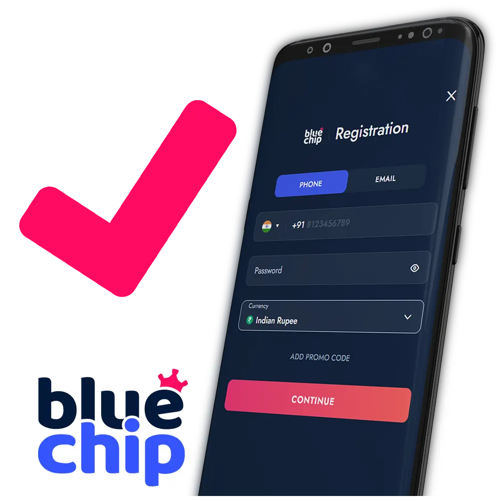 Register soccesfully and start playing at Bluechip.