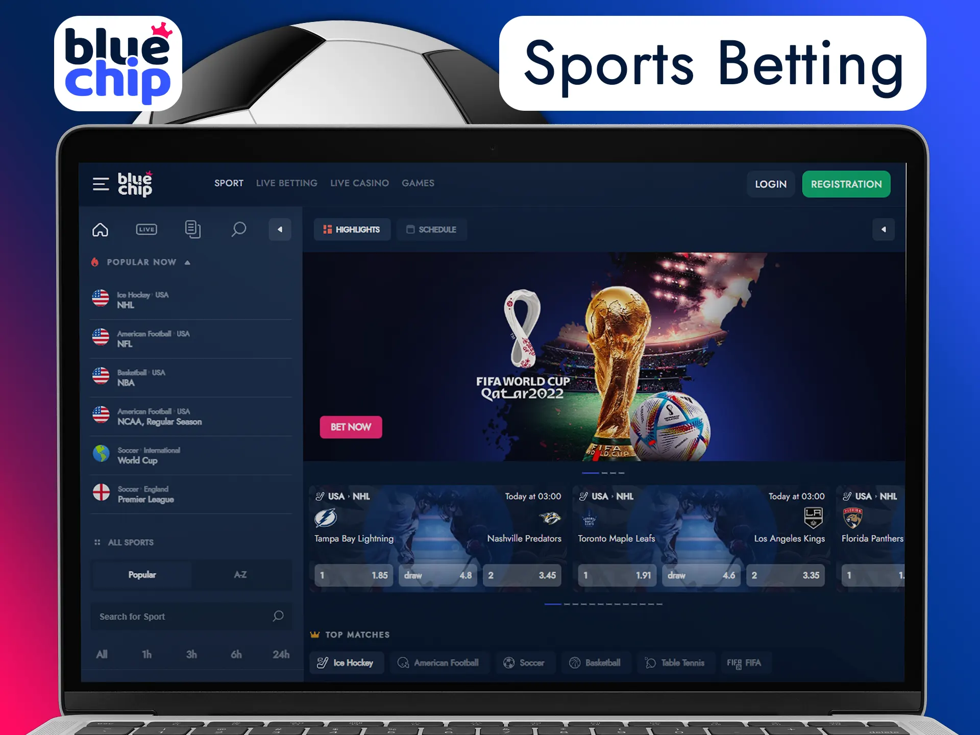 Bet on main sport events at Bluechip.