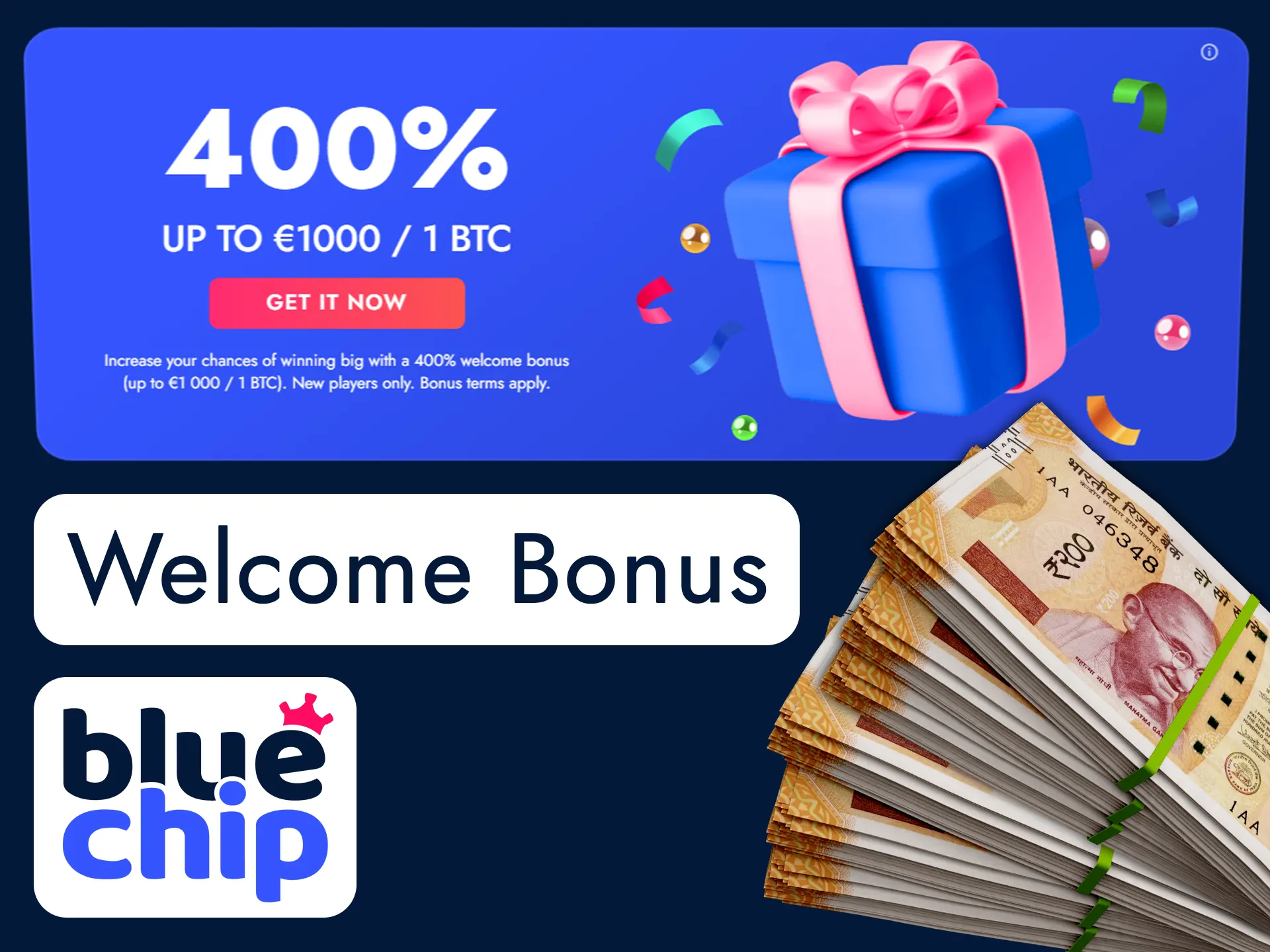Get your welcome bonus after first successful deposit.