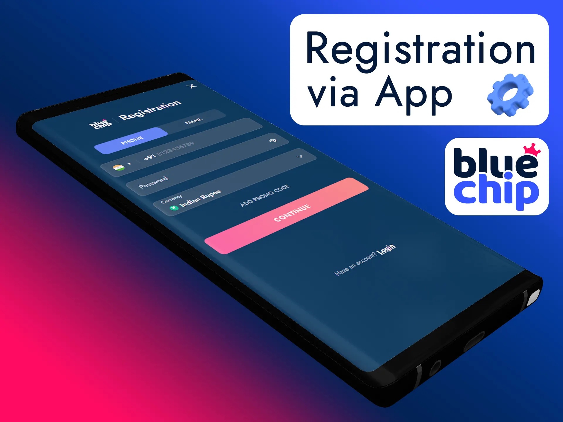 Registrate quicker by using Bluechip app.