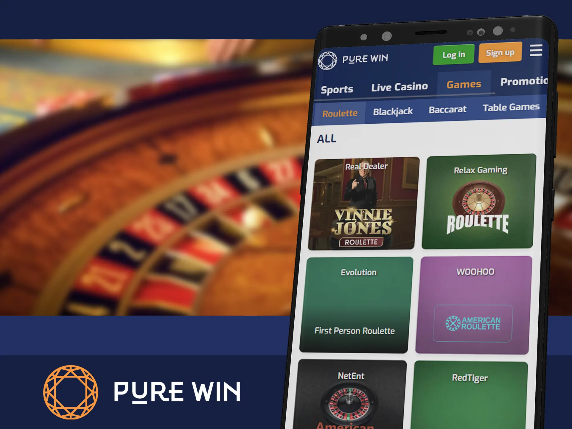 Spin Pure Win roulette an win big prizes.