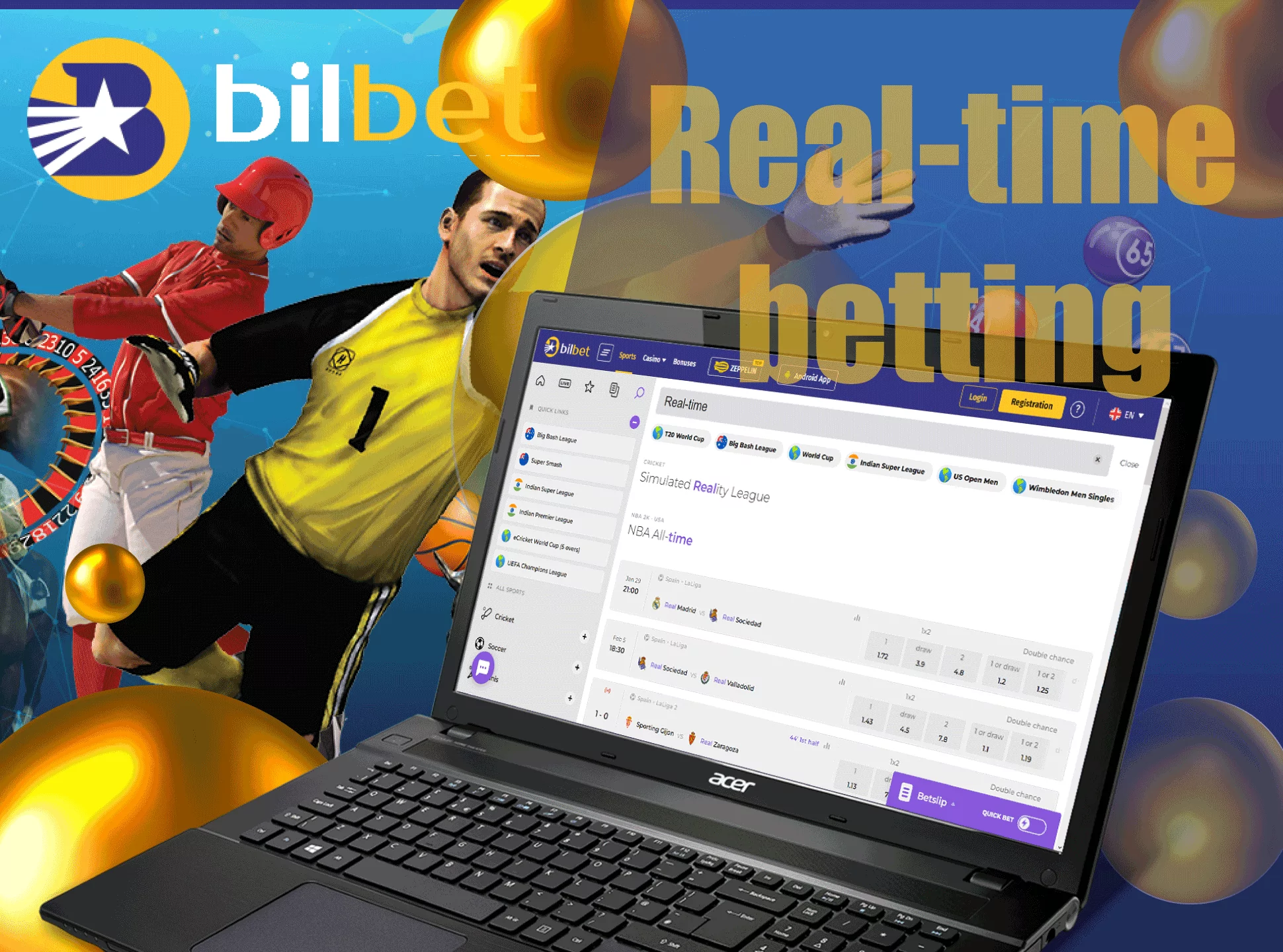 You can place bets right during the match at Bilbet.