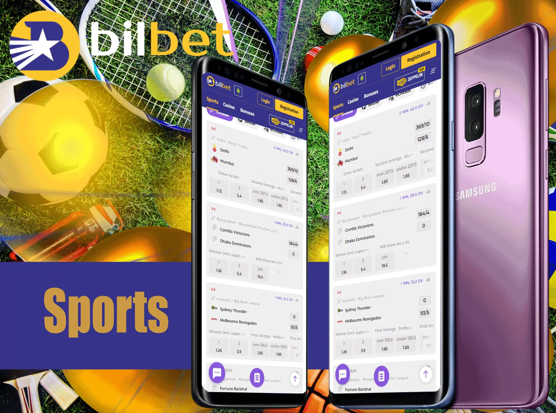 In the Bilbet app you will find many various sports disciplines to bet on.