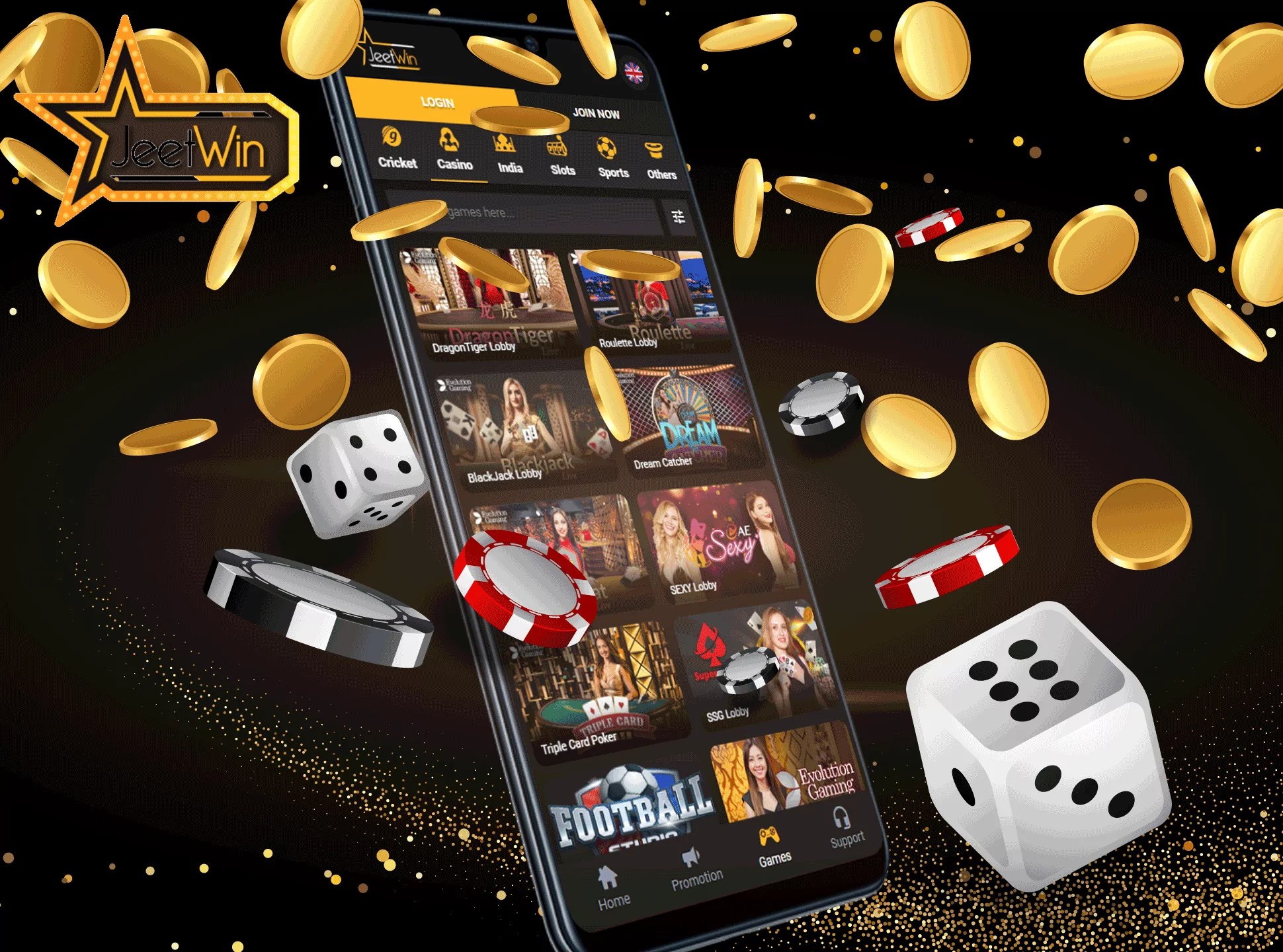 Jeetwin casino section contains hundreds of popular and exciting casino games.