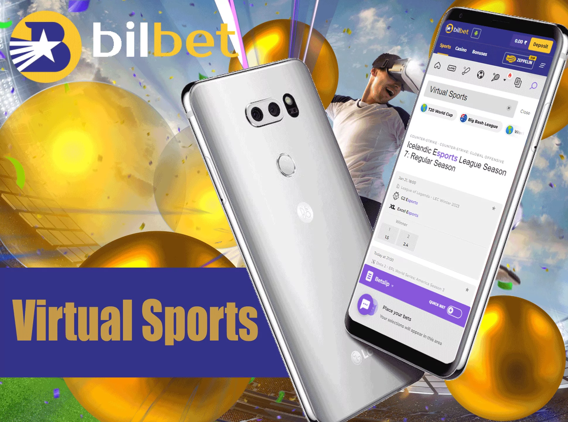 You can also place bets on the virtua; sports in the Bilbet application.