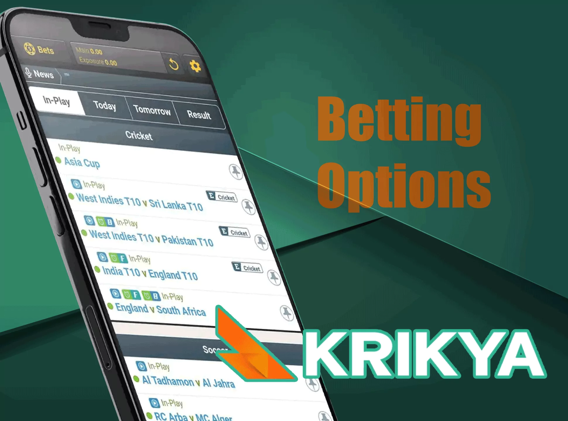 Place bets on prematch or live in the Krikya application.