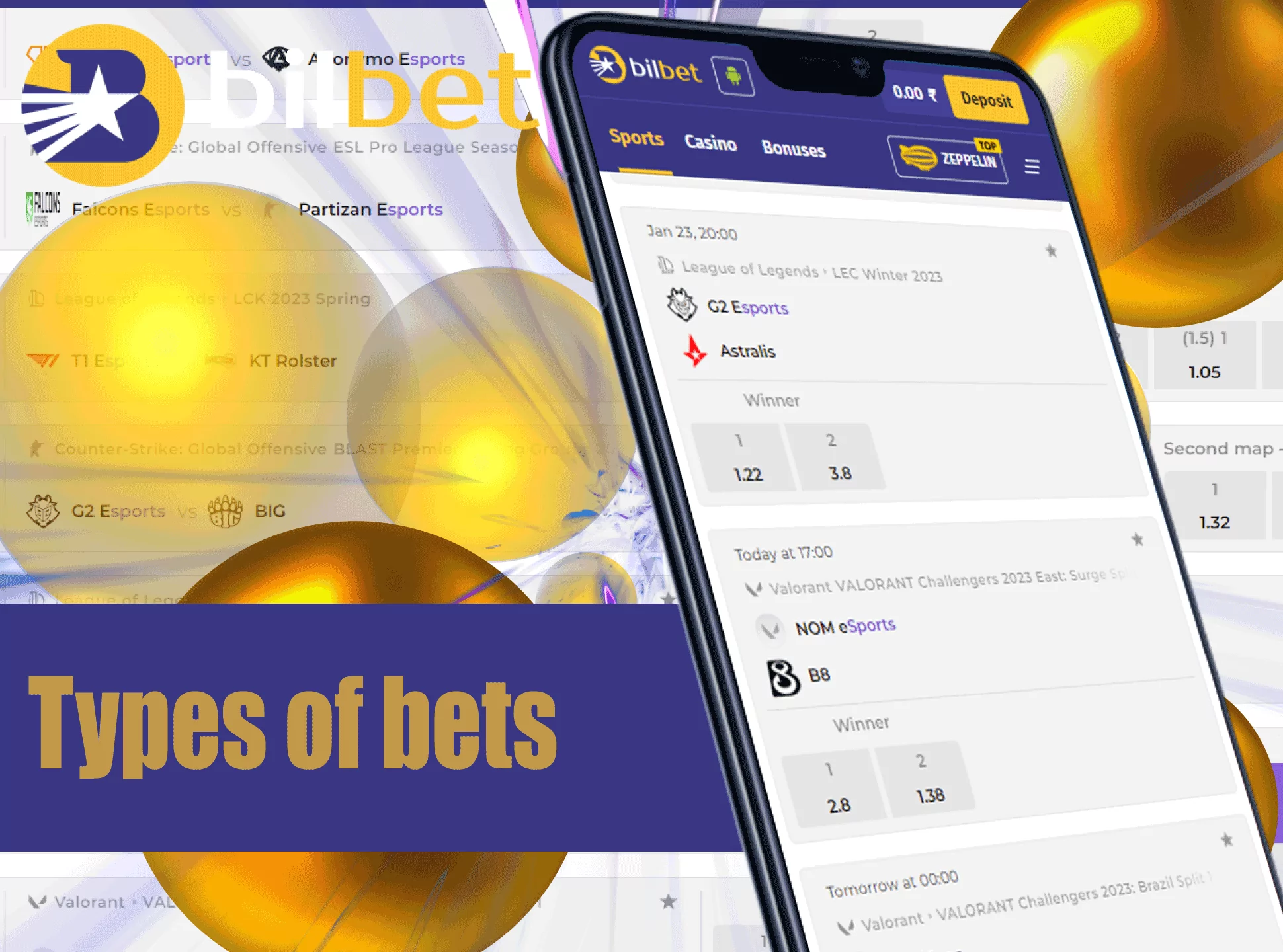 Choose your favorite type of bets, place one and win your money.