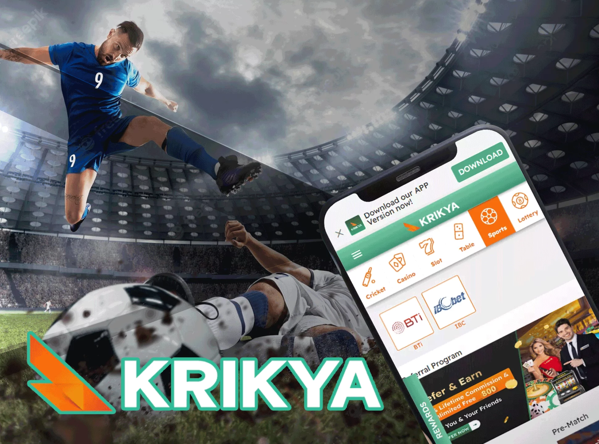 Sign up for Krikya, deposit, choose the sport and the team and place a bet.