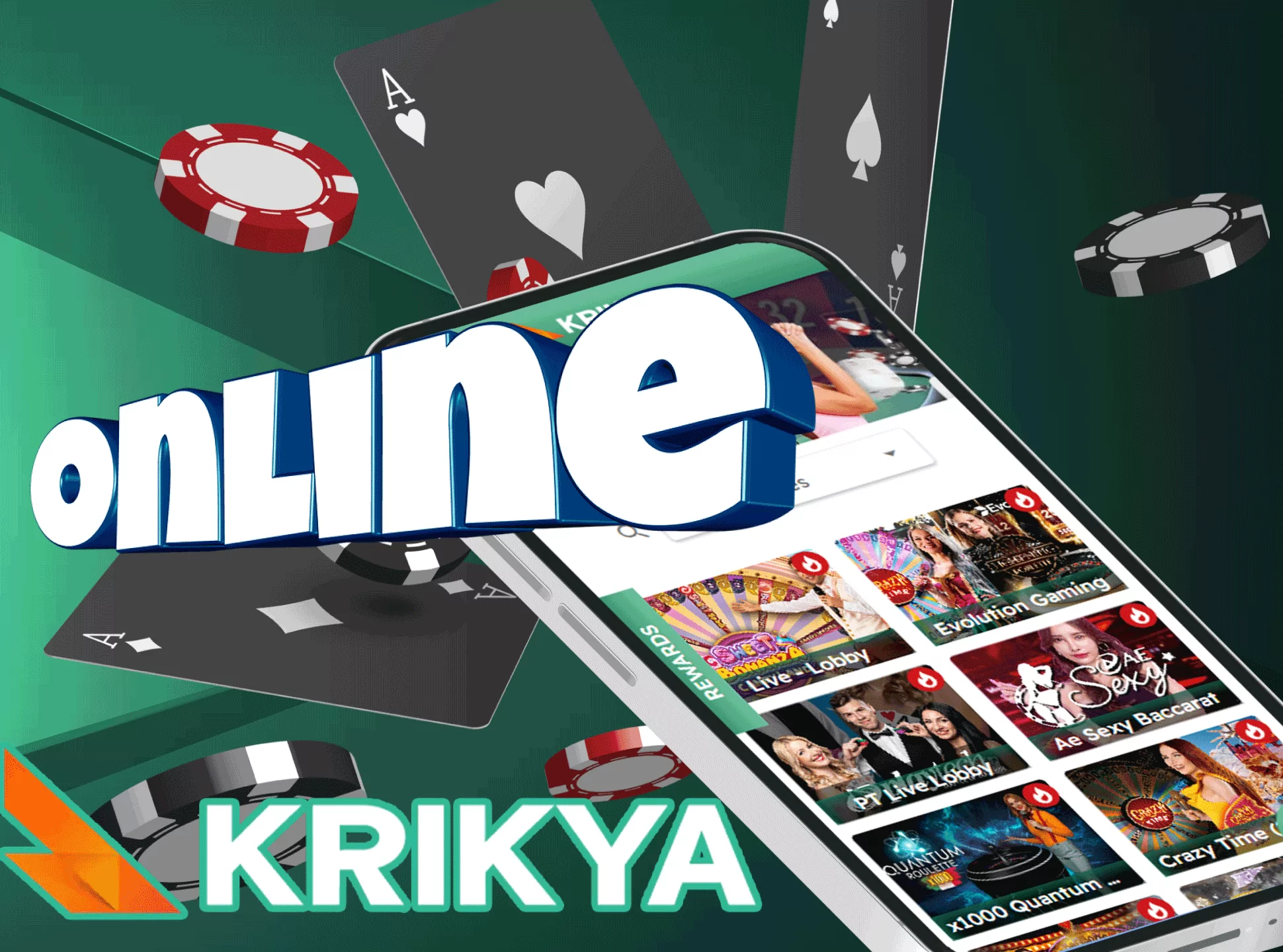 Krikya offers online casino entertainments.