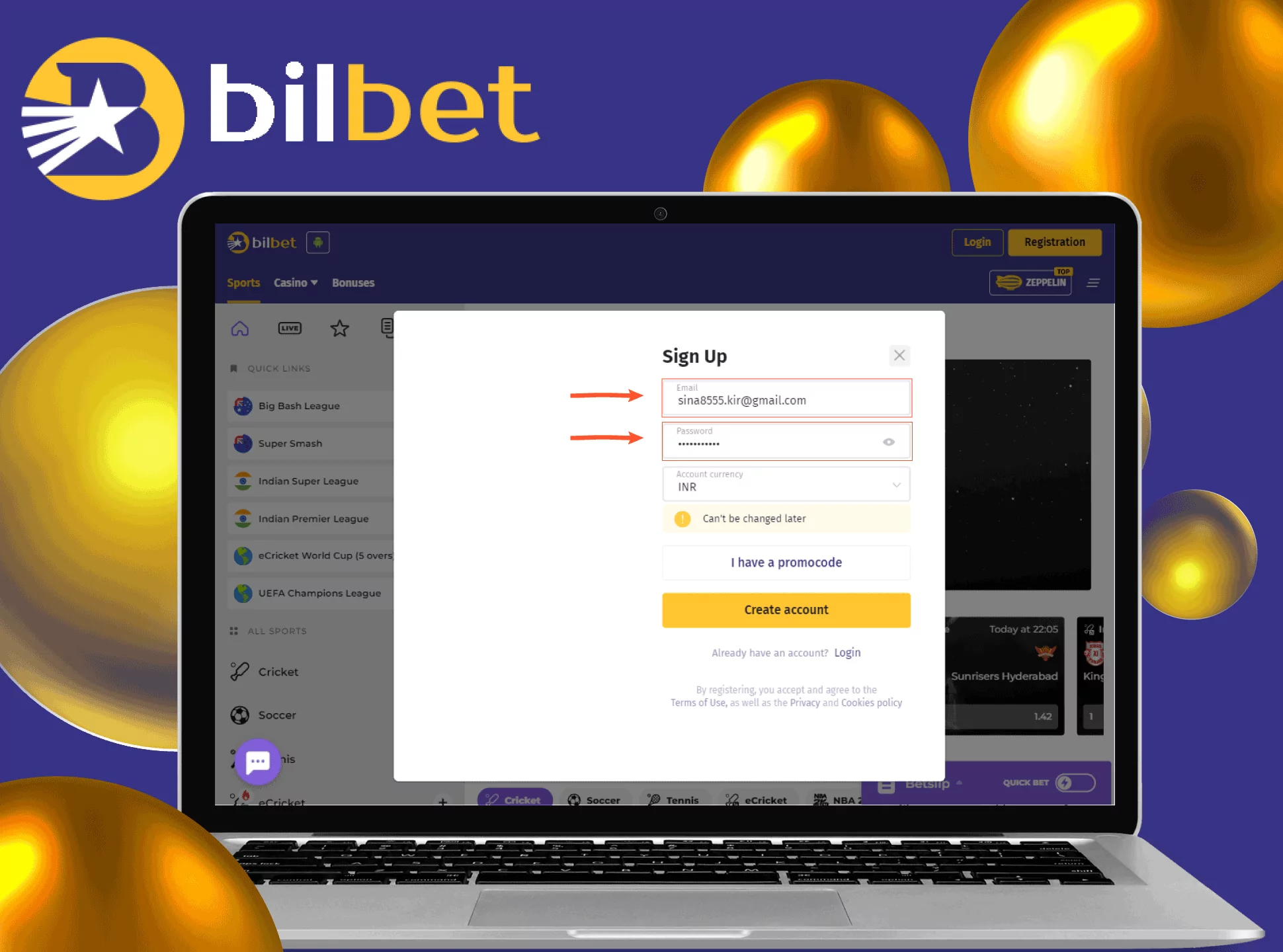 Provide Bilbet with personal information.