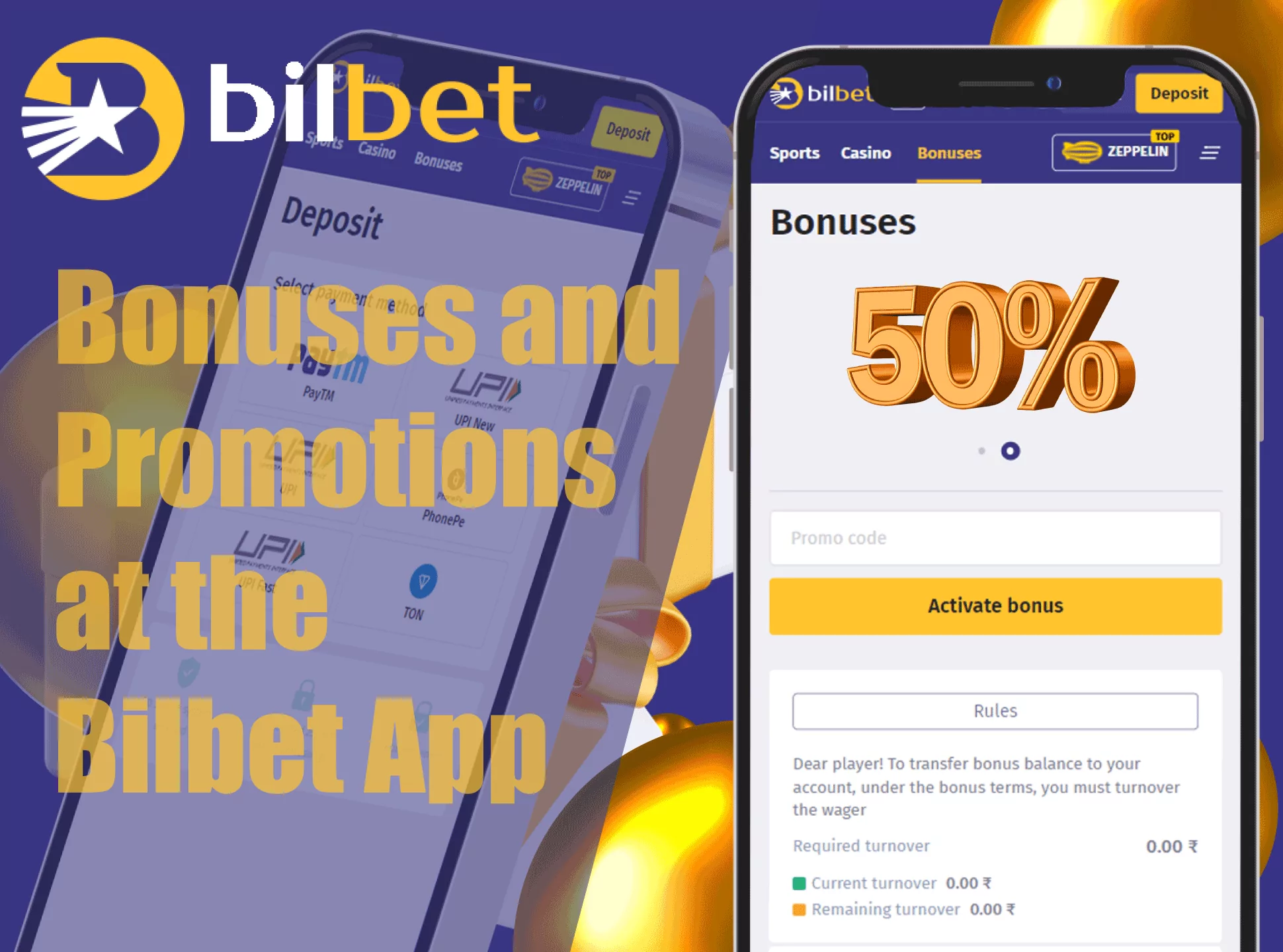 Download the Bilbet application and find bonuses for mobile users.