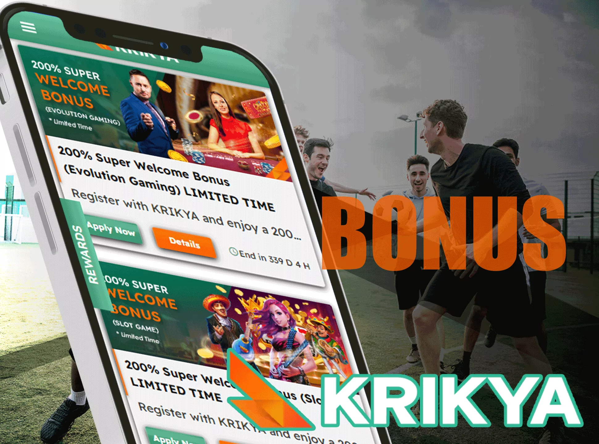 Get a 100% welcome bonus after the first deposit at Krikya.