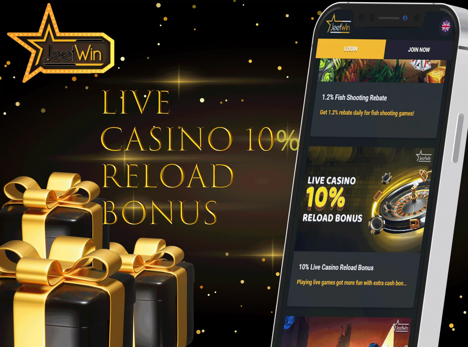 There is also a 10% reload bonus in the Jeetwin casino.