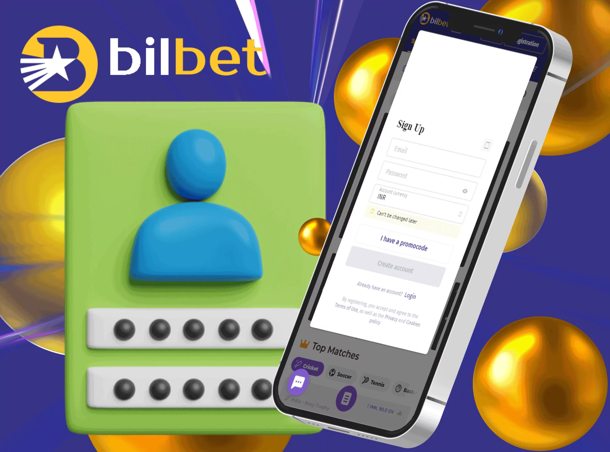 Open the Bilbet official website and register.