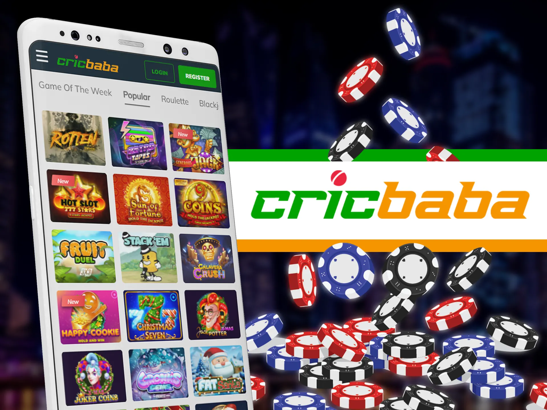 Search for your favourite casino games on casino page.