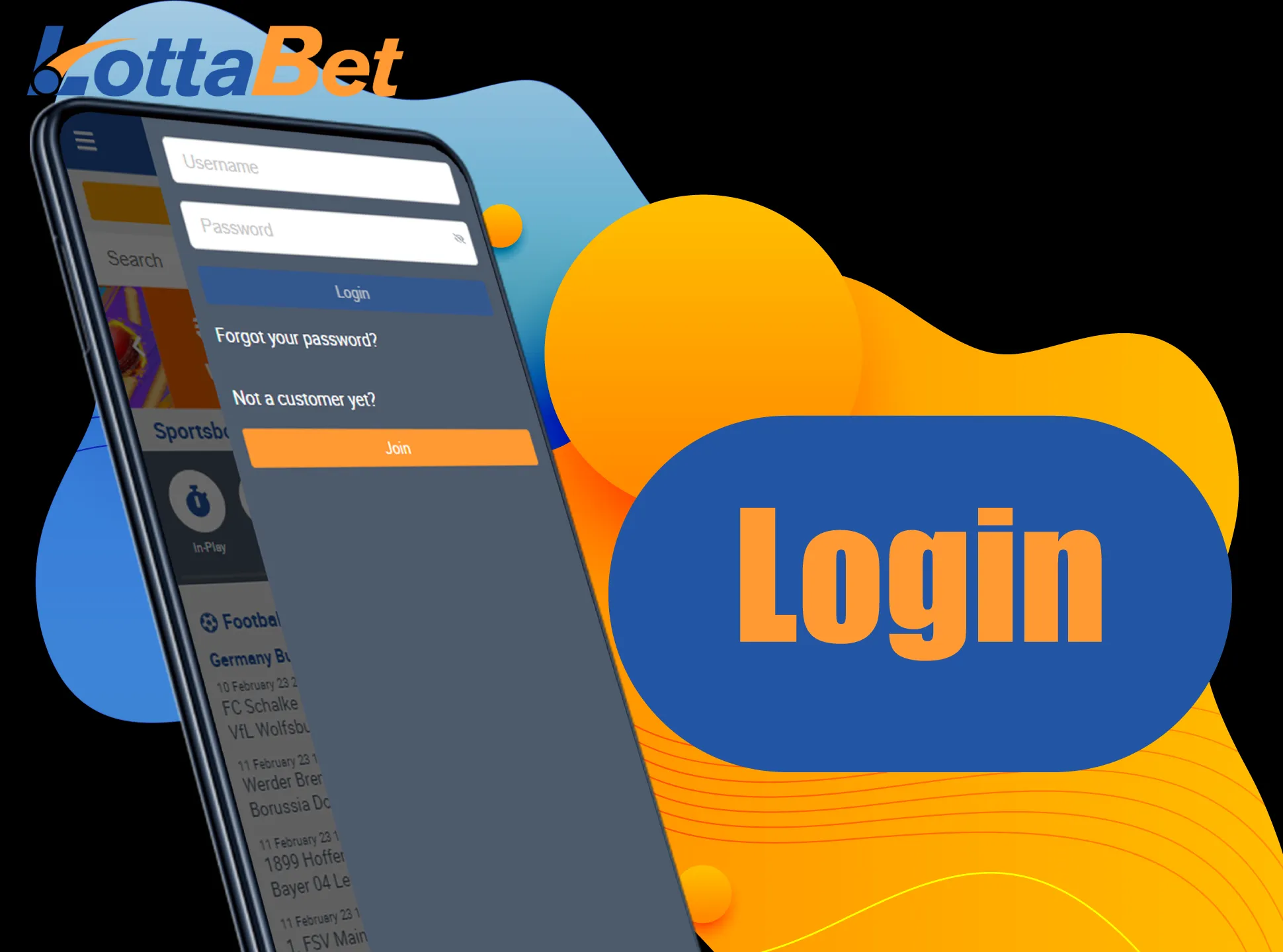 Log in to your Lottabet account with a username and password.
