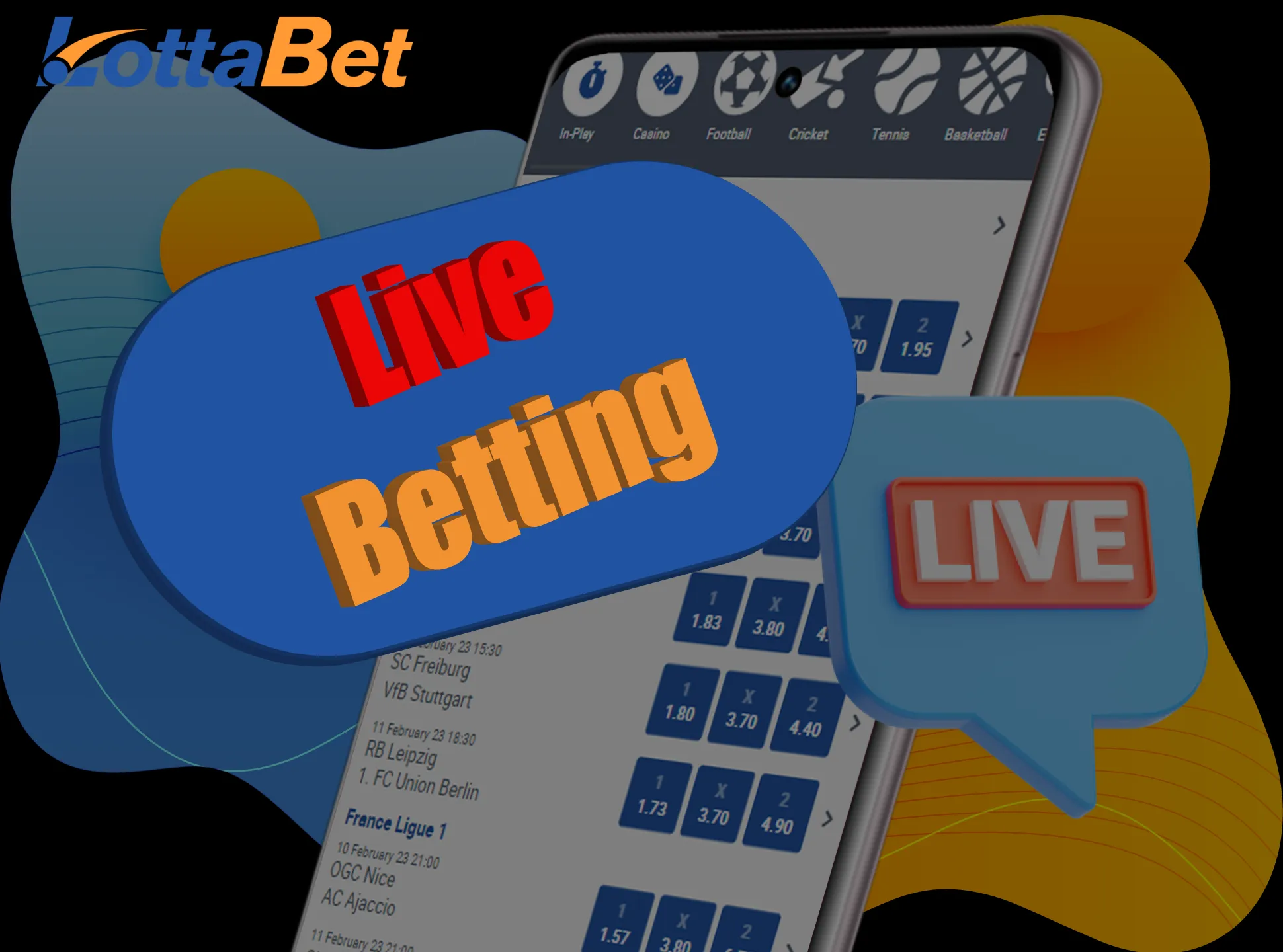Bet on favorite sport team during the match on the Lottabet website.