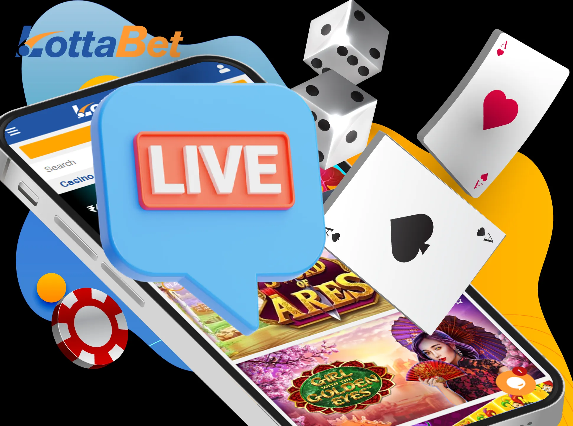 Play casino games against the real dealers in the live section.