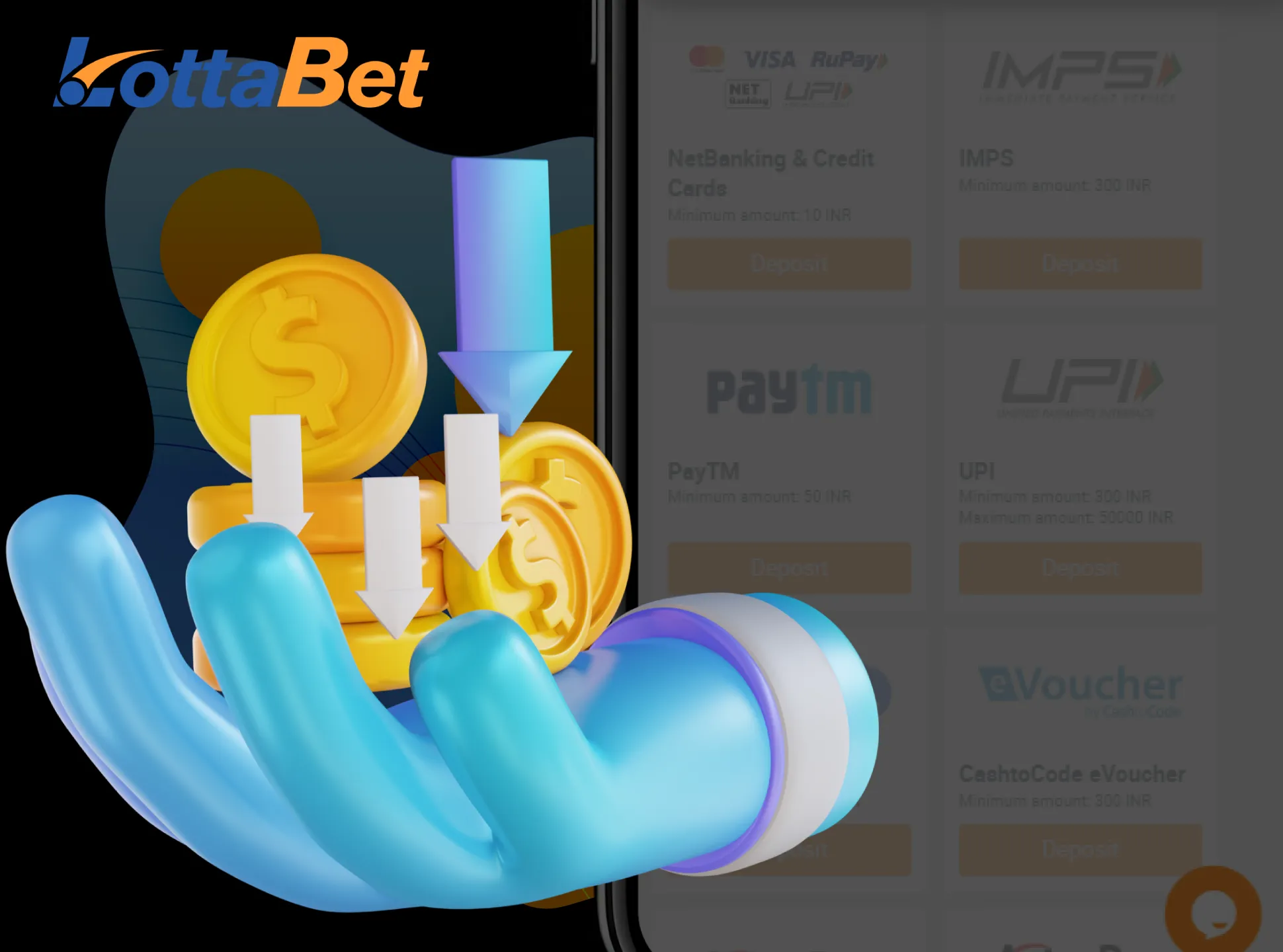 Indian players can deposit and withdraw from Lottbaet in rupees.