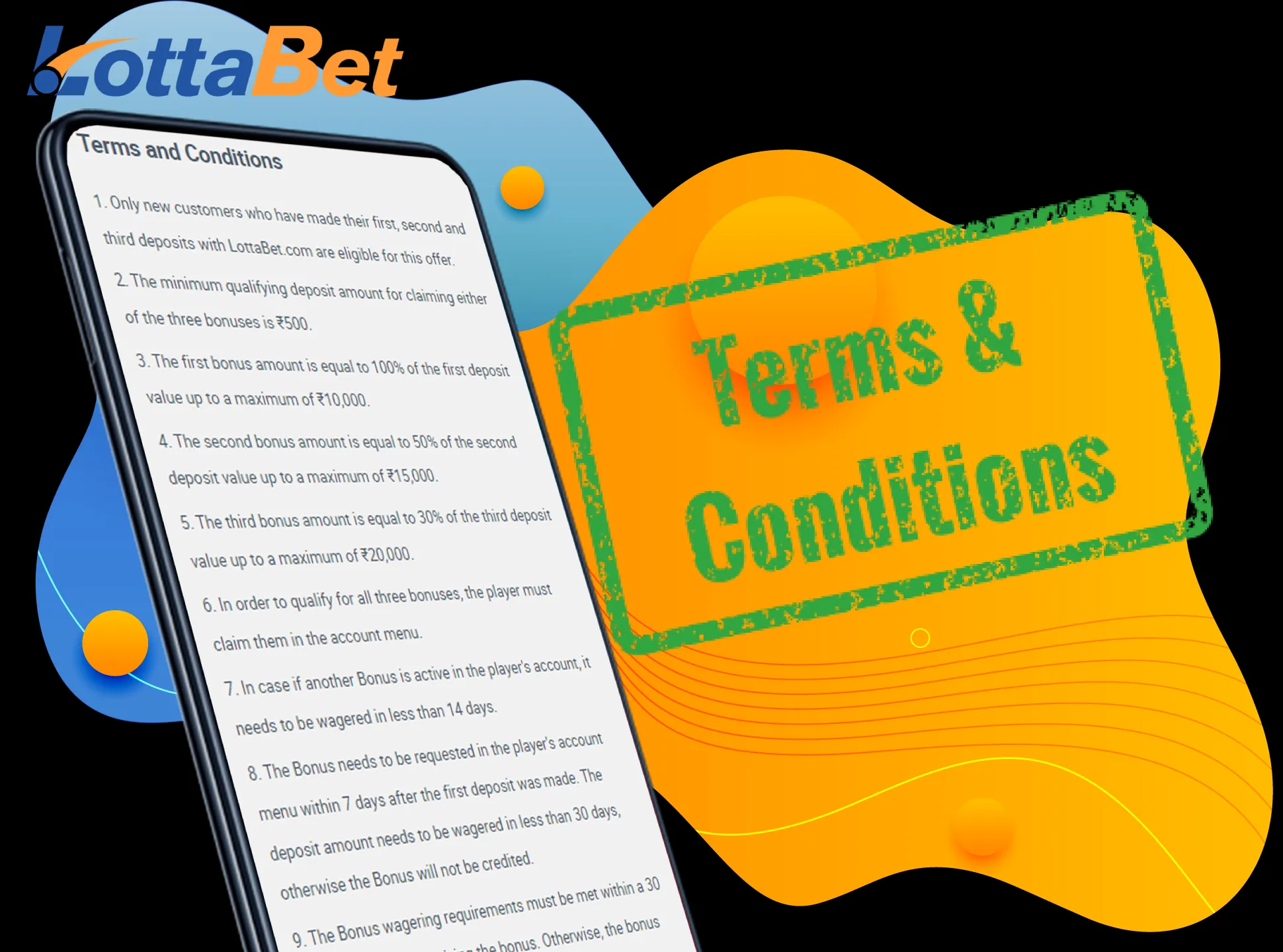 Read these terms to know more about the Lottabet bonuses.