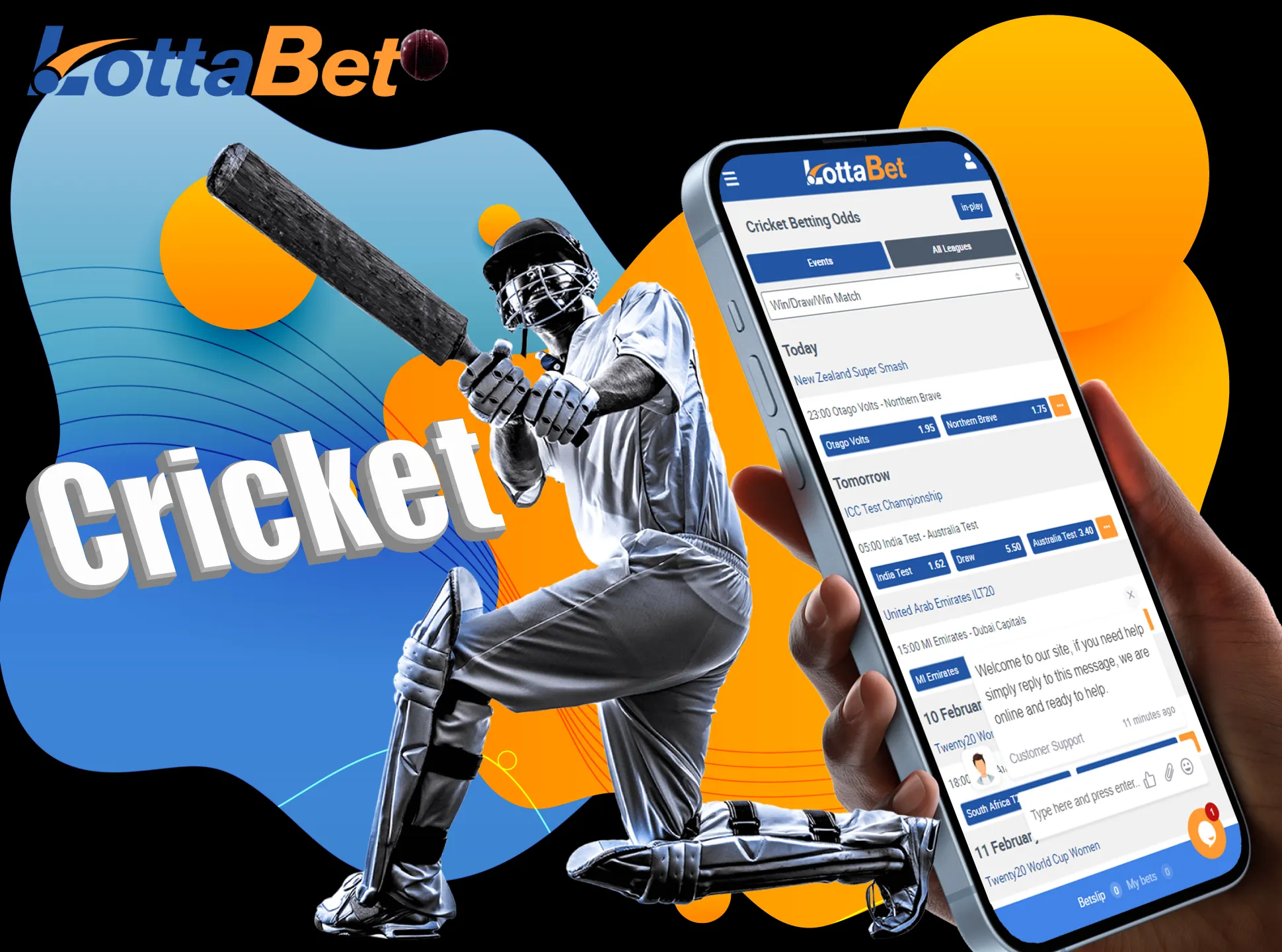 Get a 50% back in case of loss in the cricket betting.