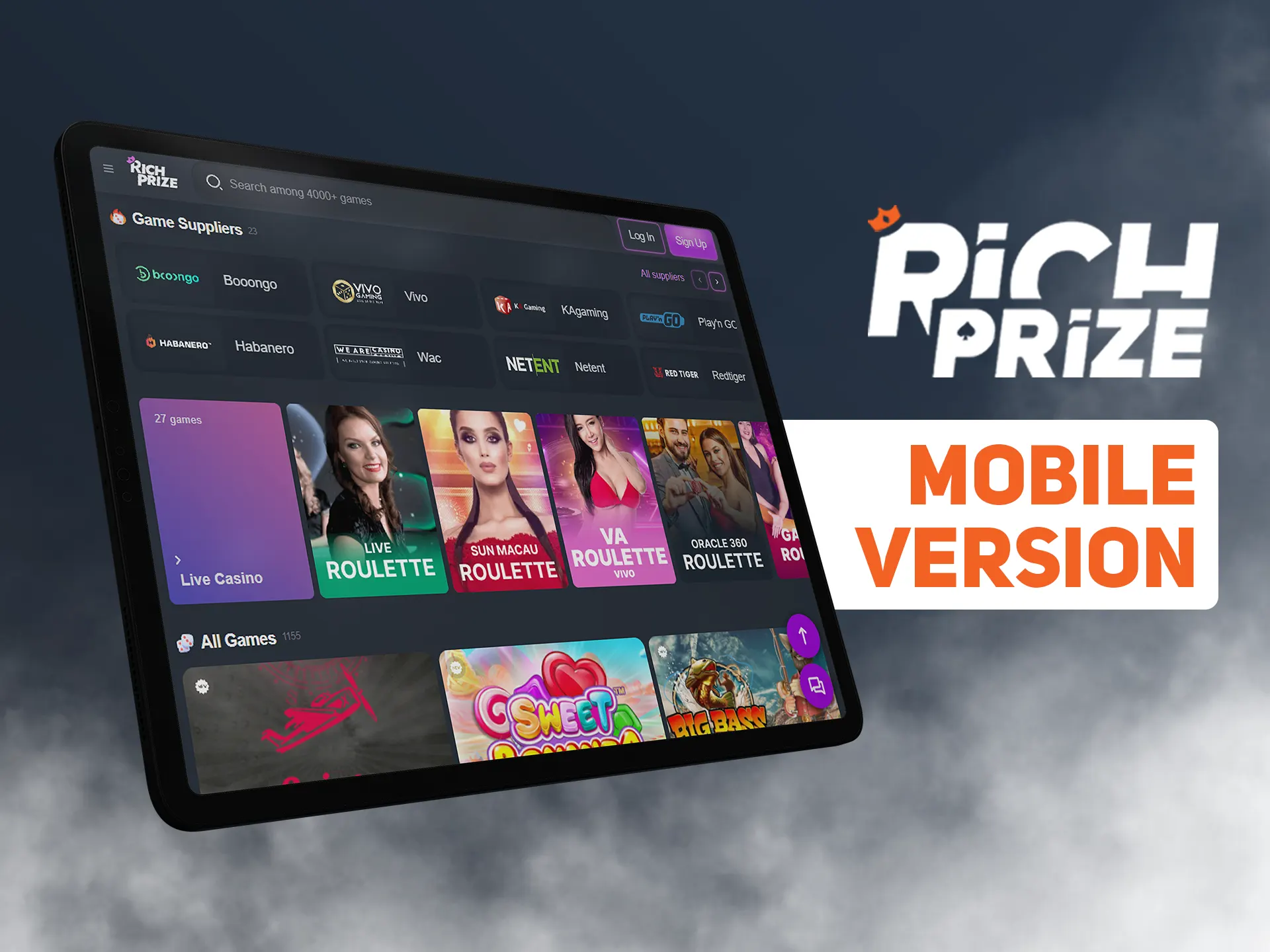 Use Richprize mobile version on any mobile device.