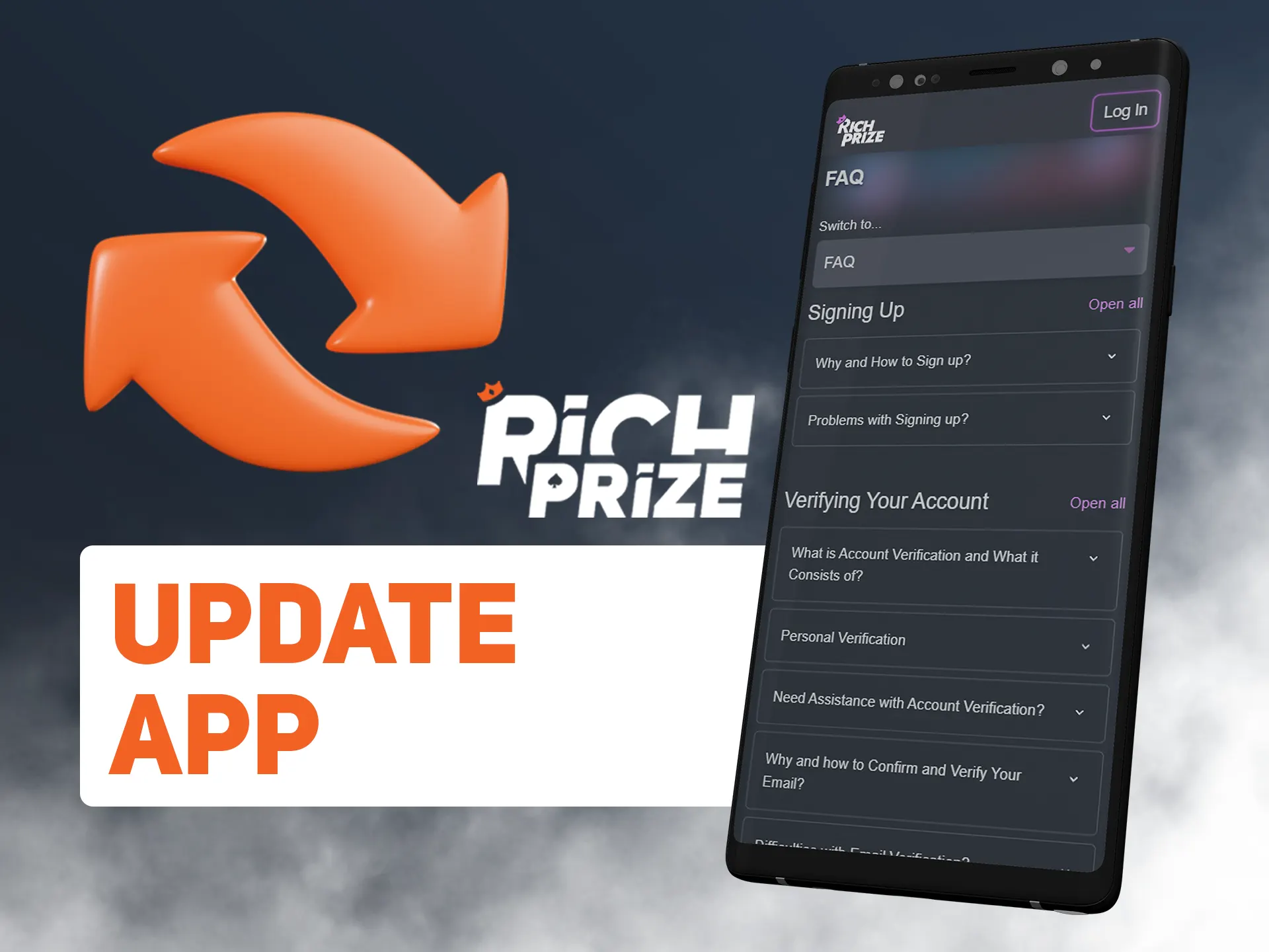 Richprize app updates automatically.