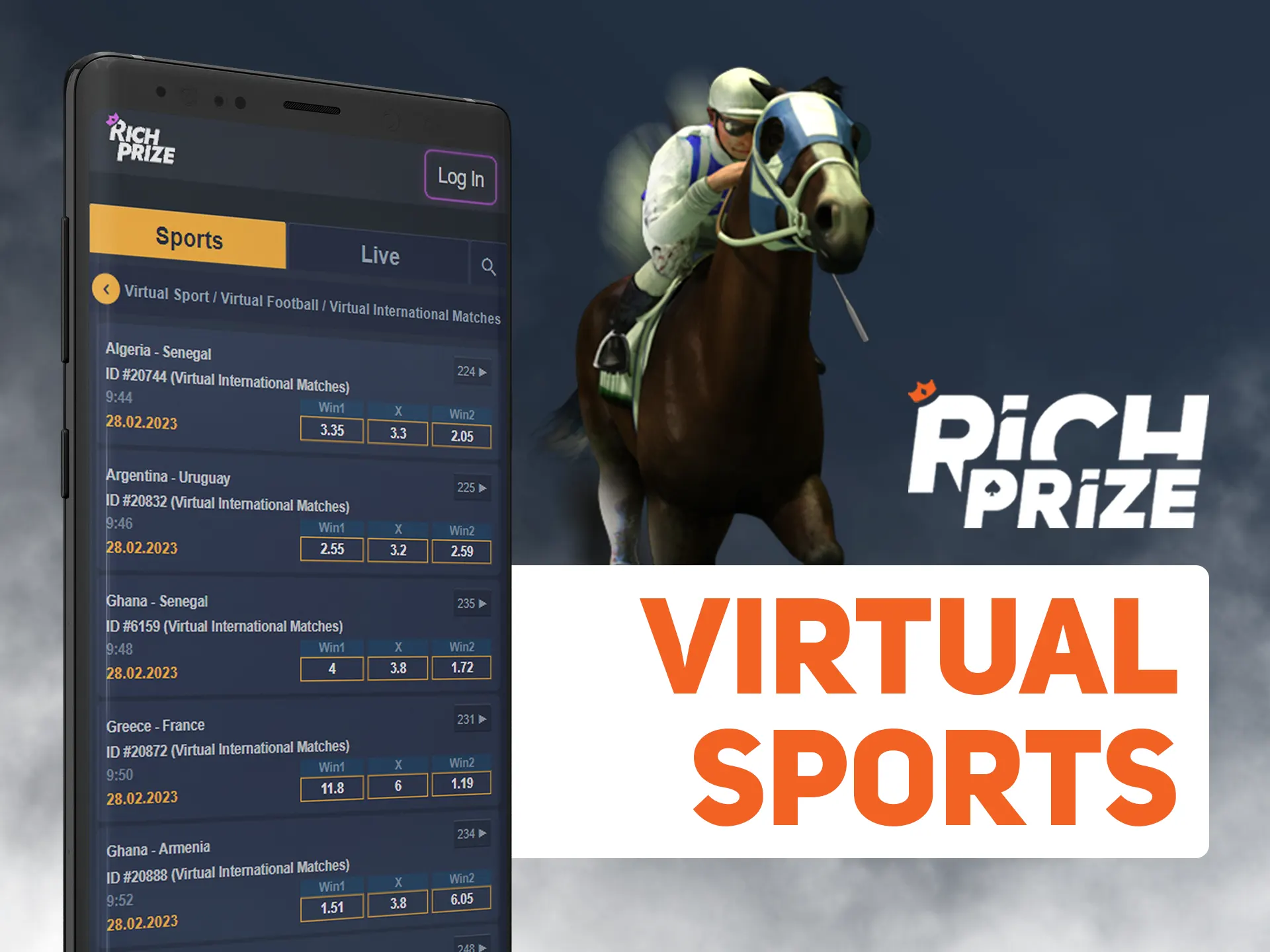 Bet on most intresting virtual sports using Richprize app.