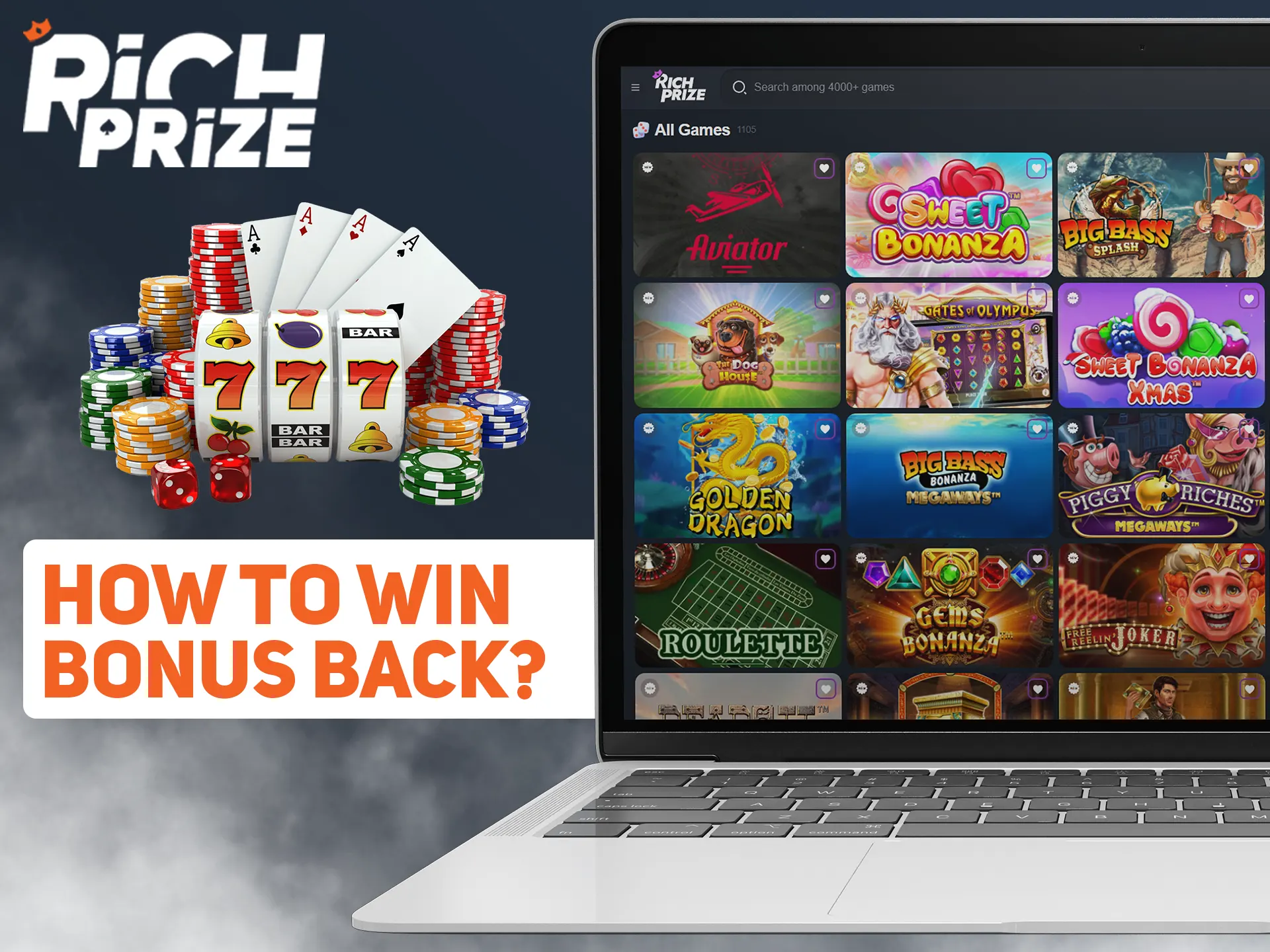 Win your bonus back by playing Richprize casino.