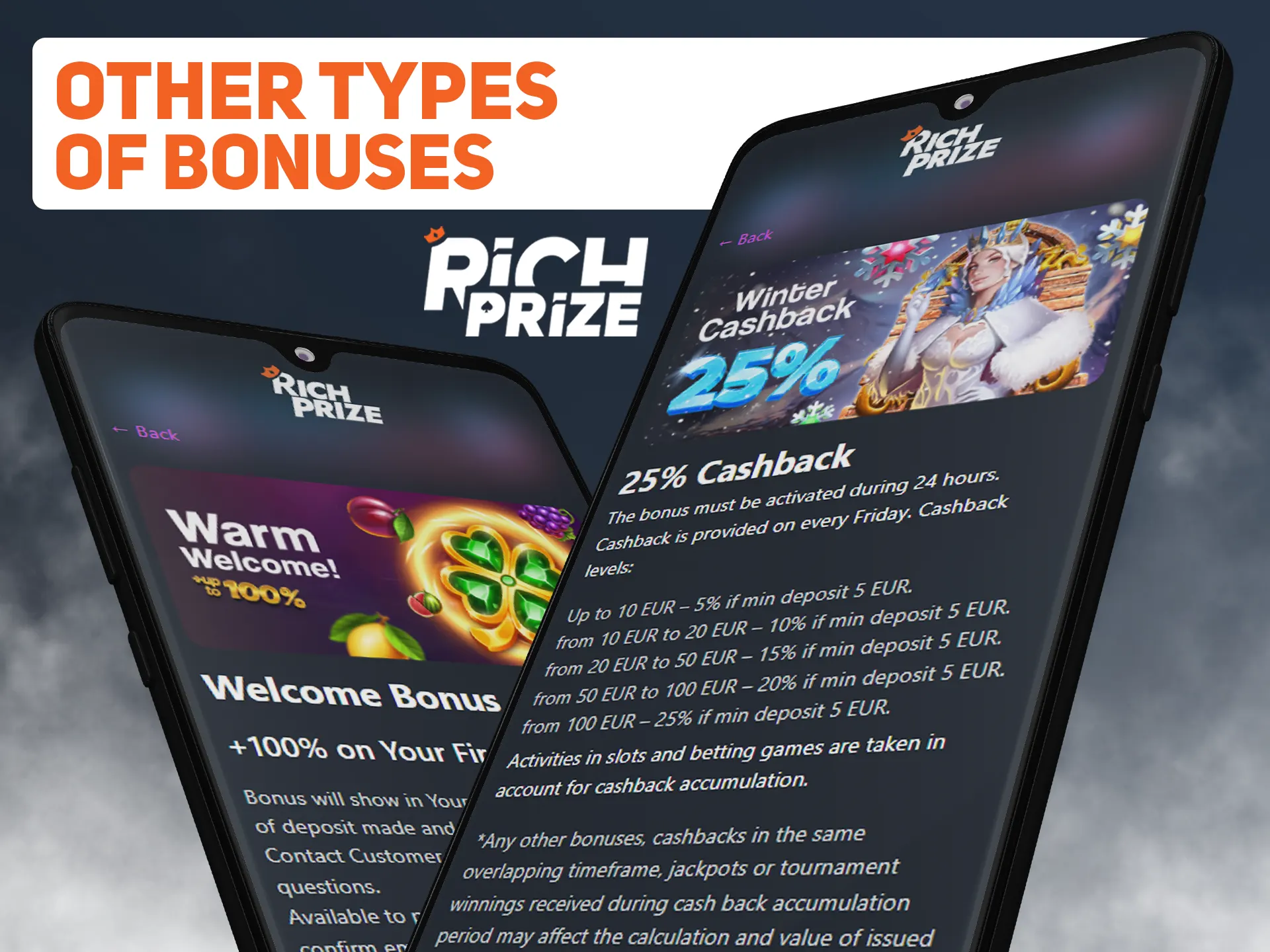 Learn more about types of bonuses at Richprize.