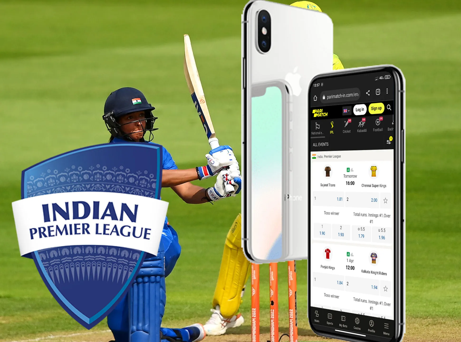 Download the Parimatch mobile app on your Android or iOS device and place bets on the various IPL events.