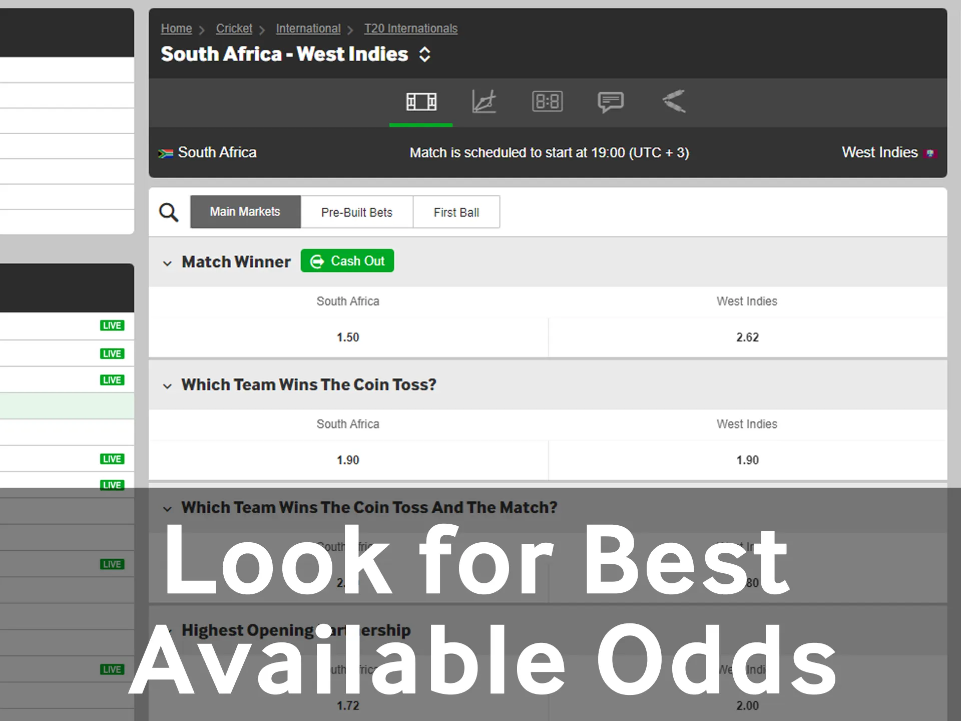 Analyze betting odds on many betting platforms.