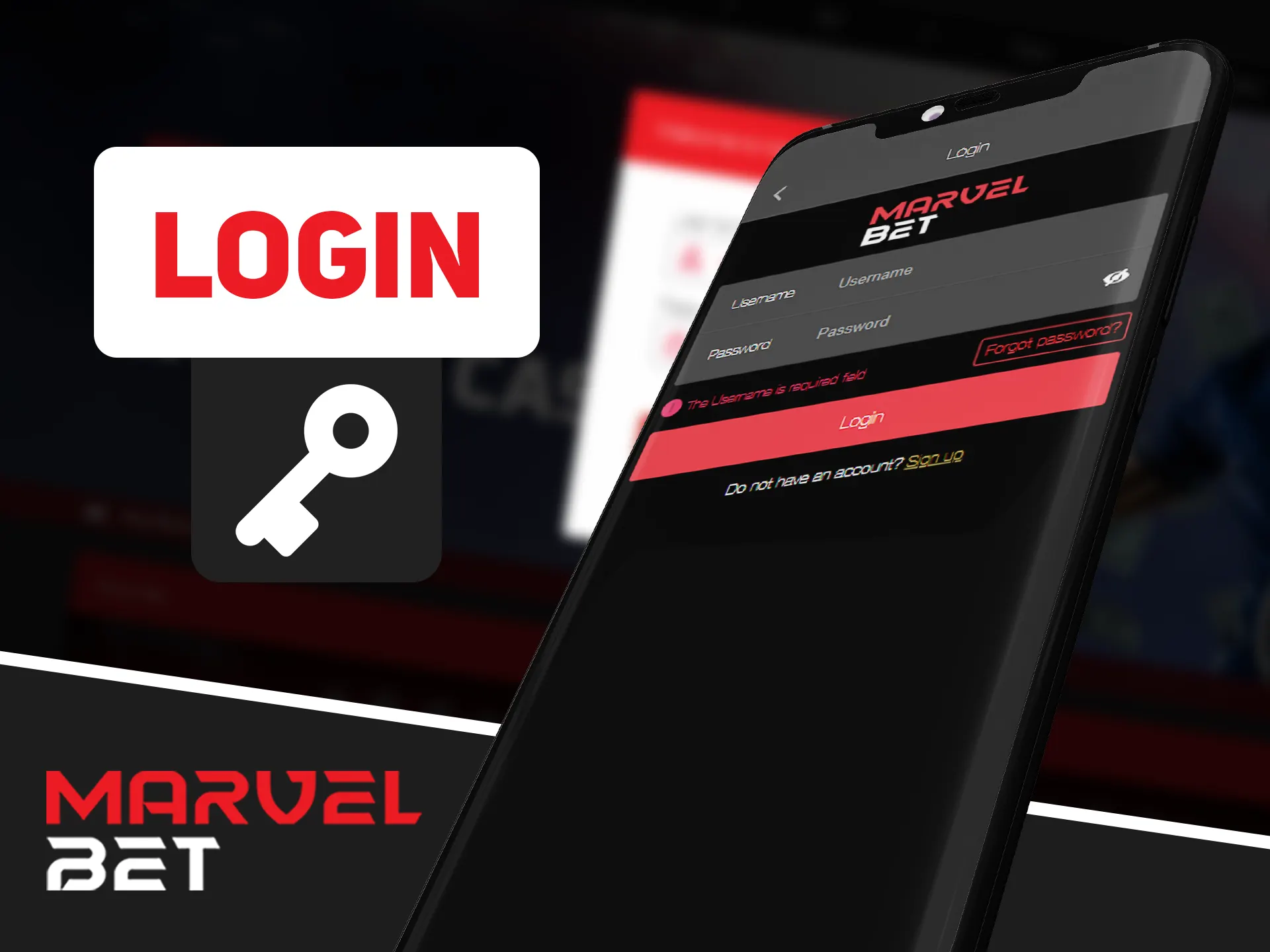 Log in in app by using your Marvelbet account.