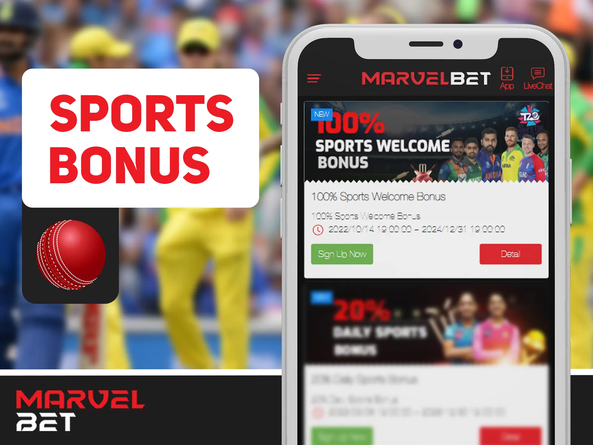 Bet on multiple of provided at Marvelbet sports and get bonus.