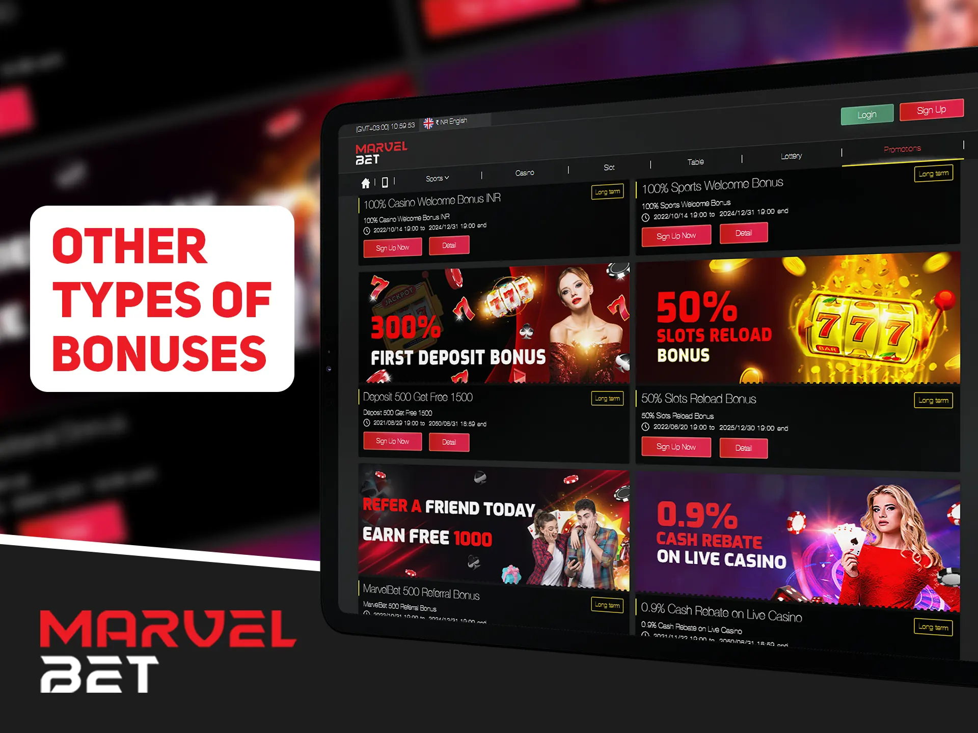 Learn more about different types of Marvelbet app.