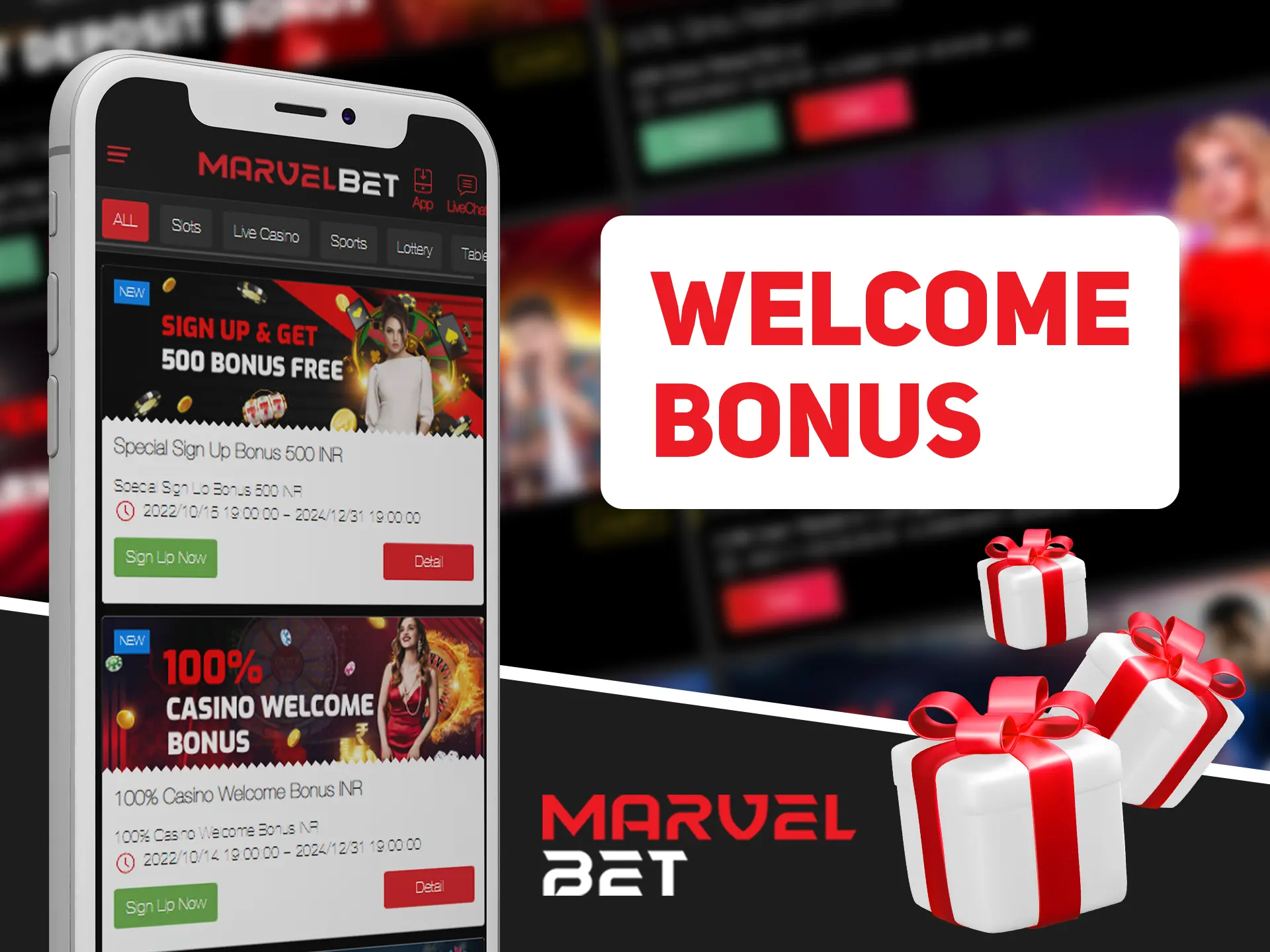 Register at Marvelbet website and get welcome bonus.