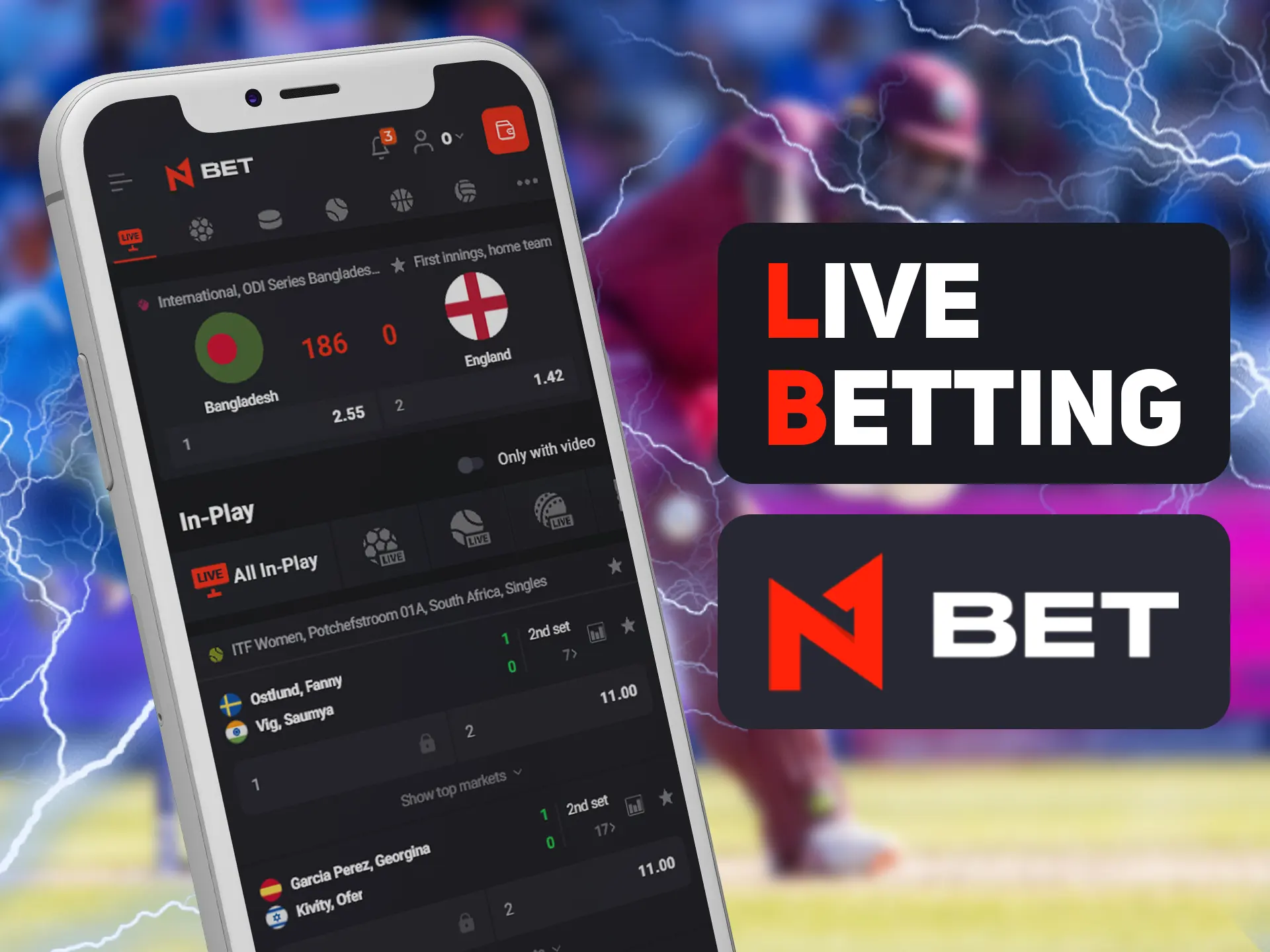 Bet in live format on match page at N1bet.