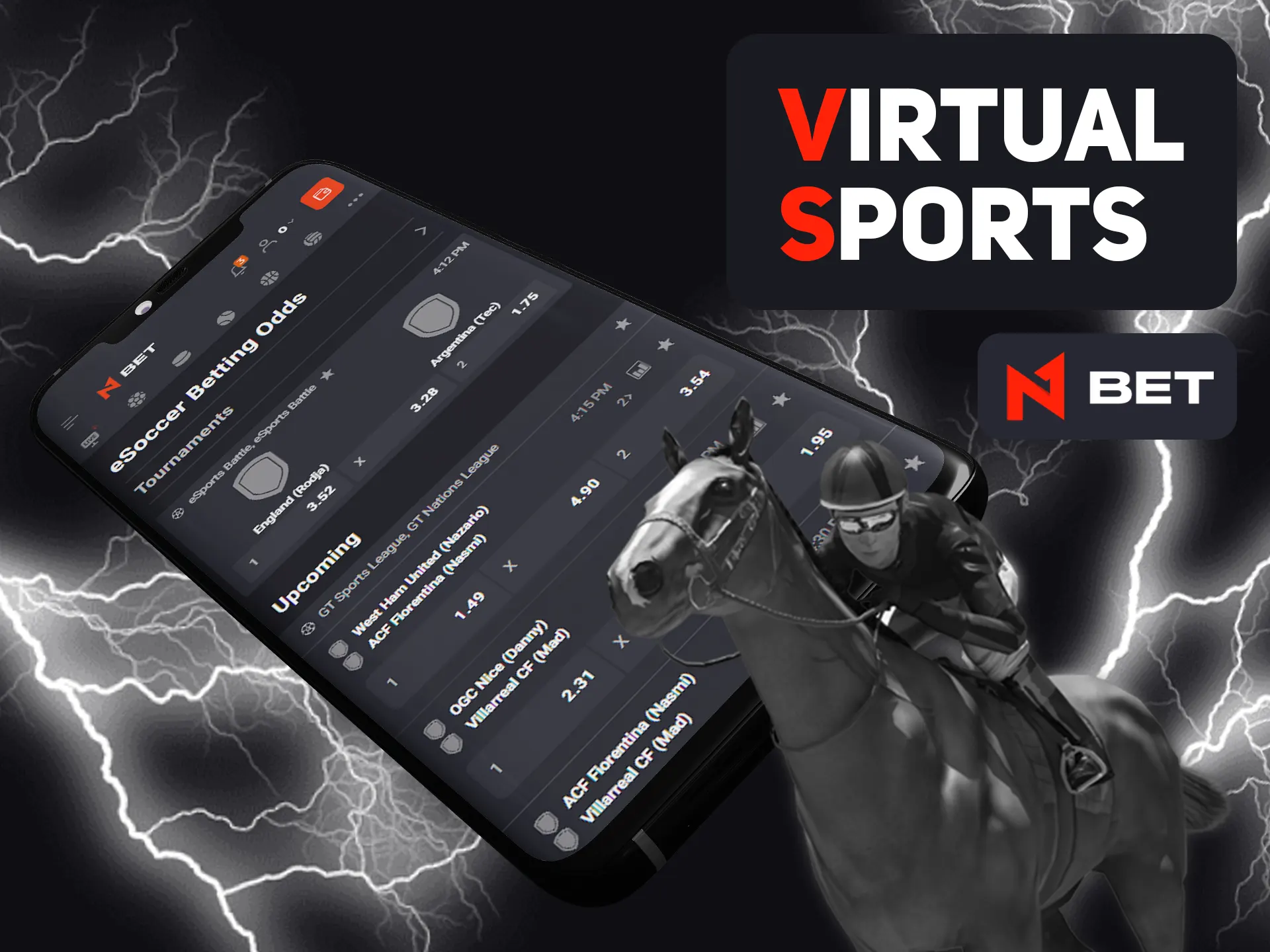 Search for most intresting virtual sports for bet in N1bet app.