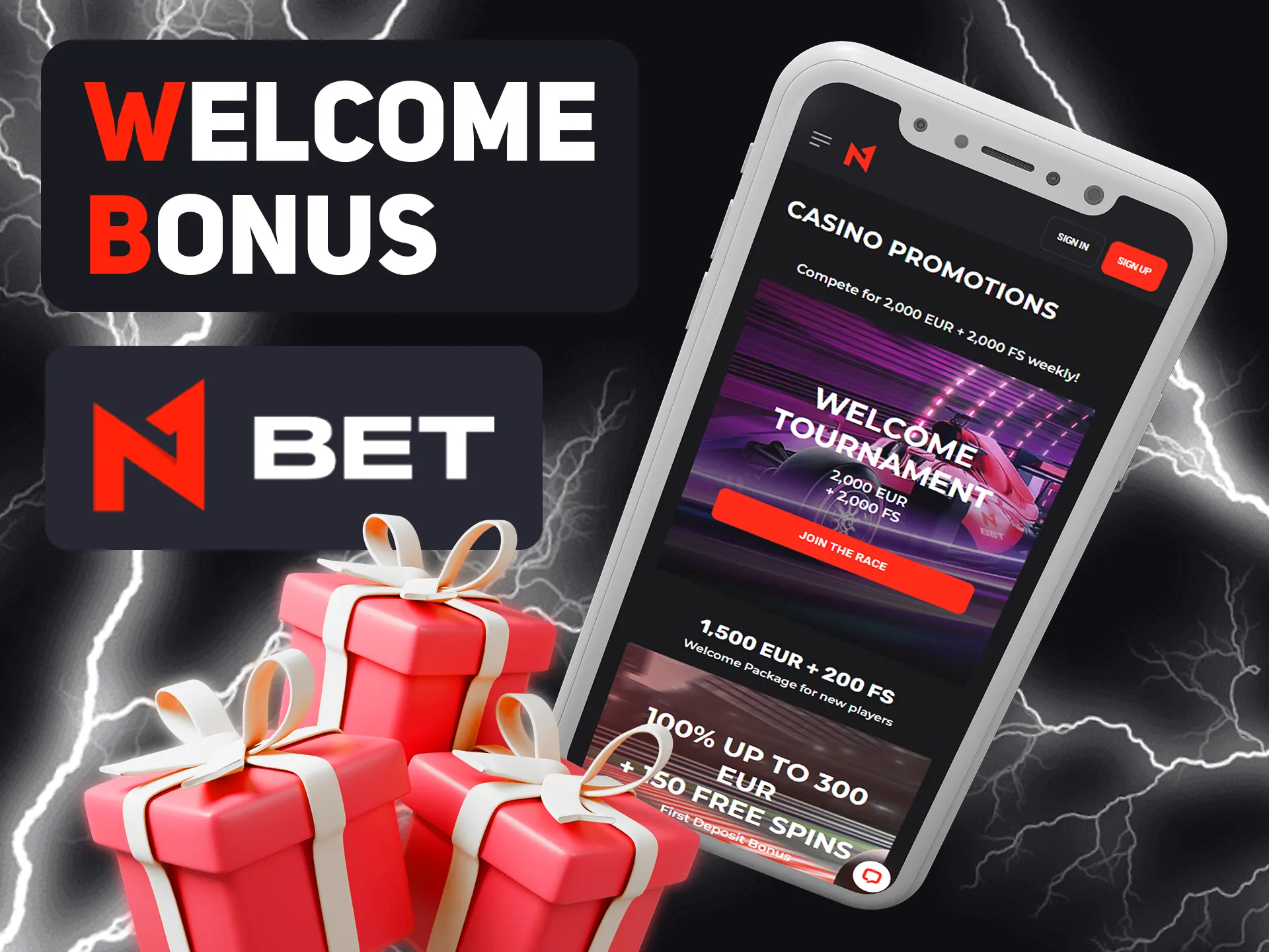 Get your N1bet app welcome bonus after succesfull registration.