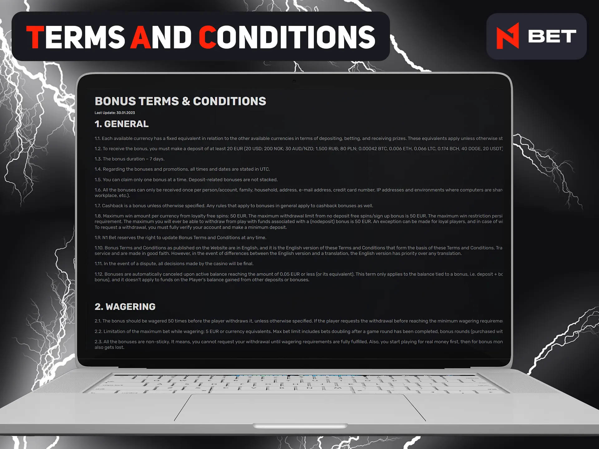 Read N1bet bonuses terms and conditions.