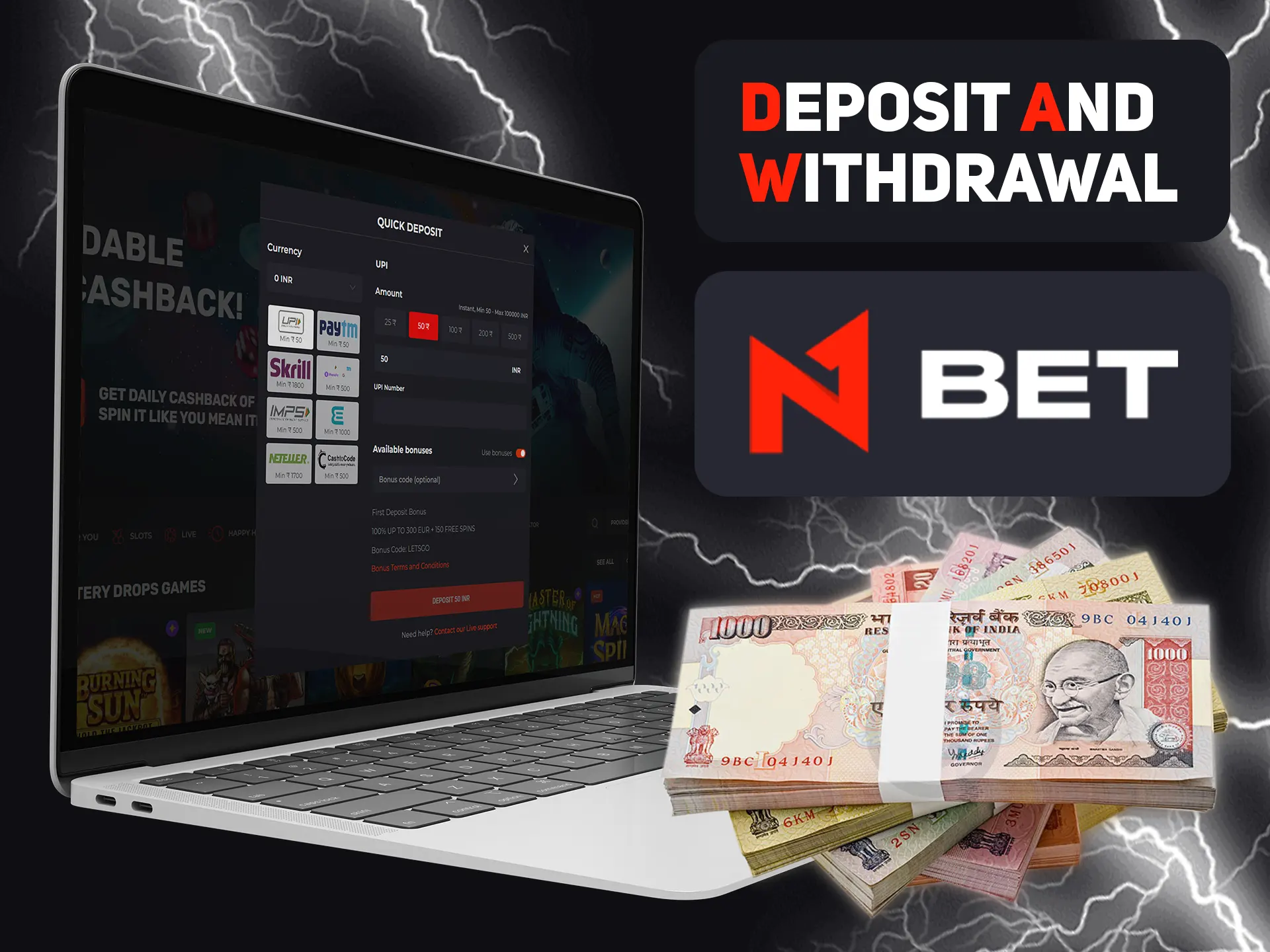 Deposit and withdraw money without problems at N1bet.