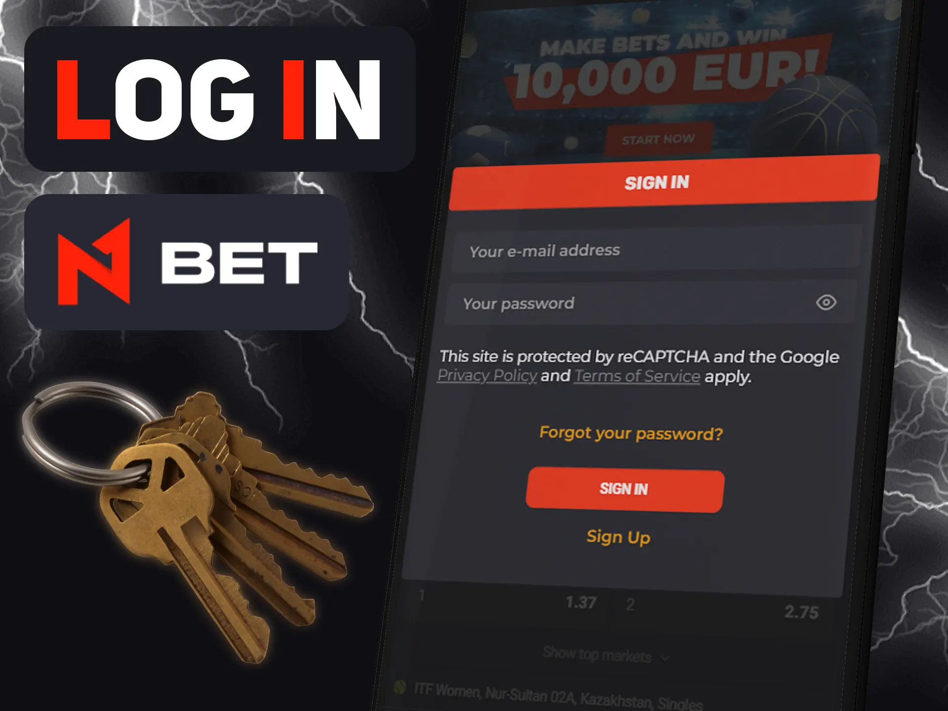 Log in using your N1bet account.