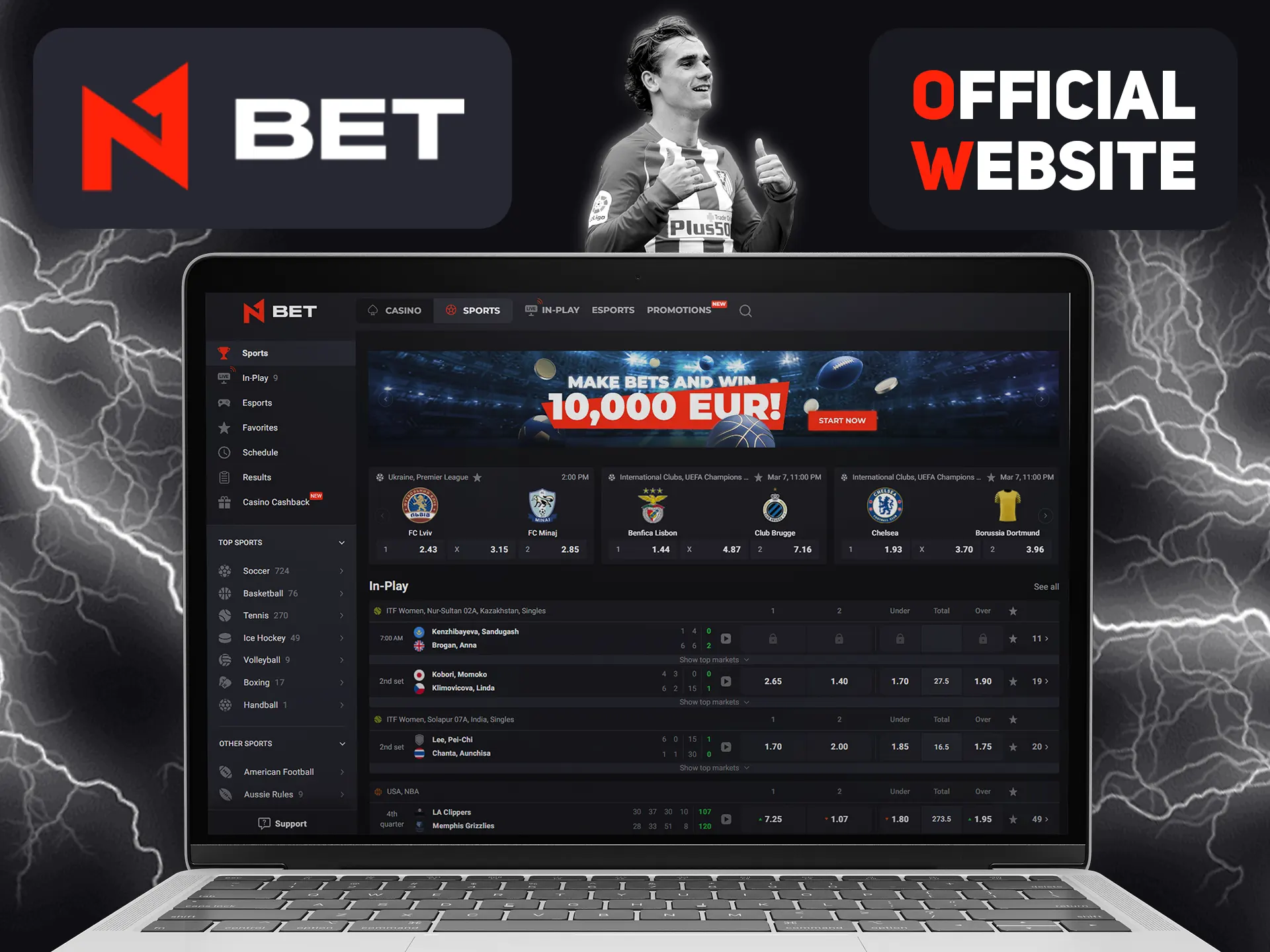 Use all of the N1bet functions on main page.