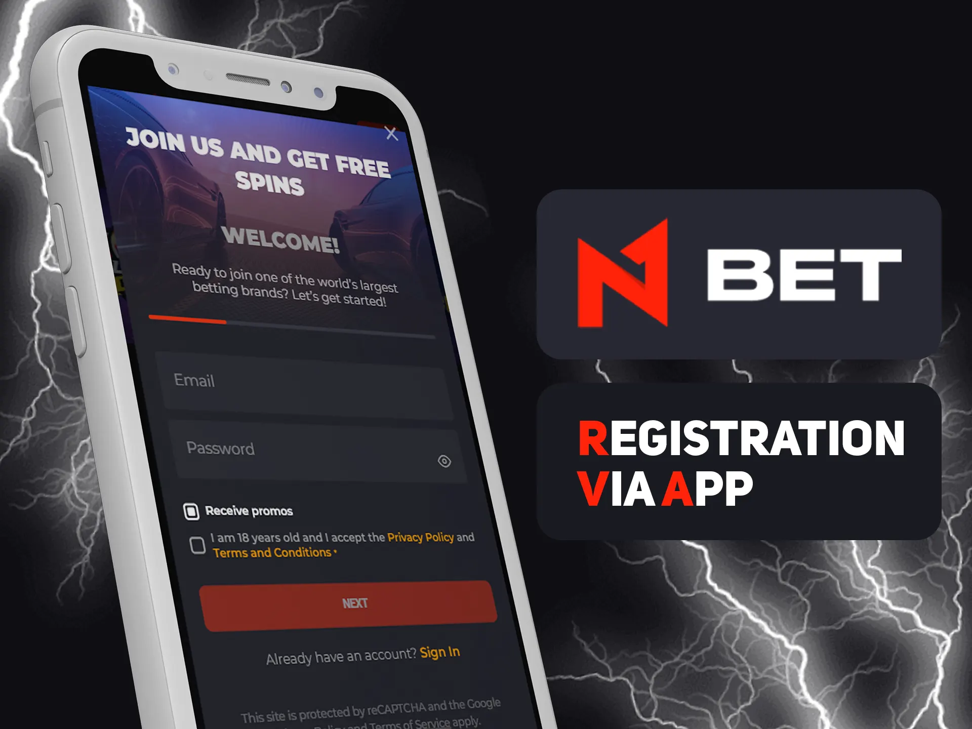 Register quicker with N1bet app.