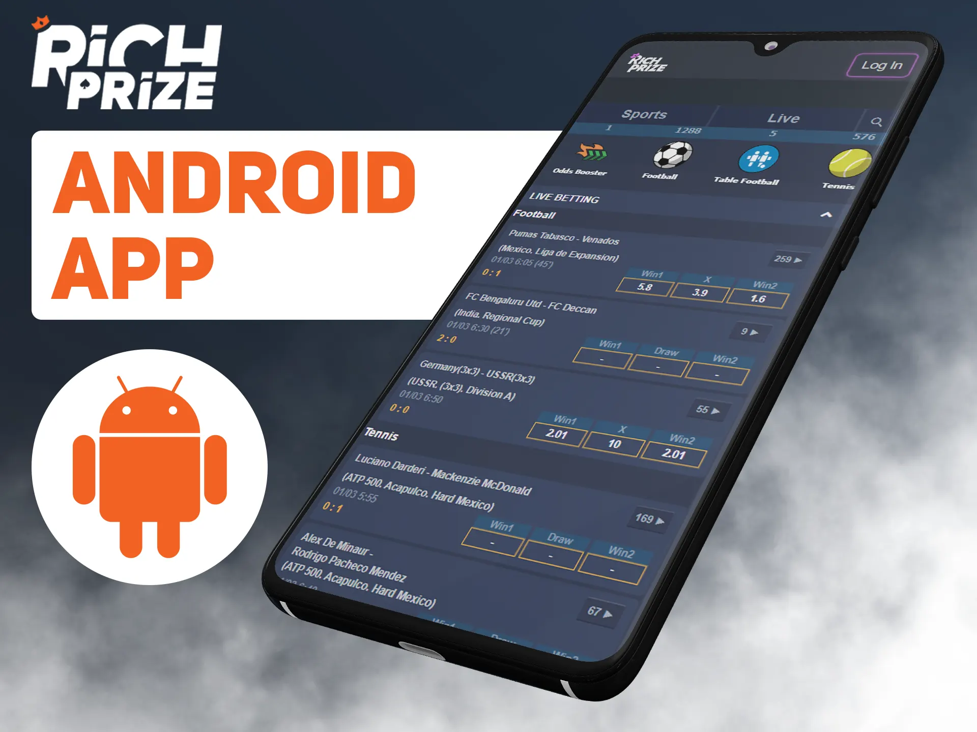 Bet with comfort using Richprize Android app.